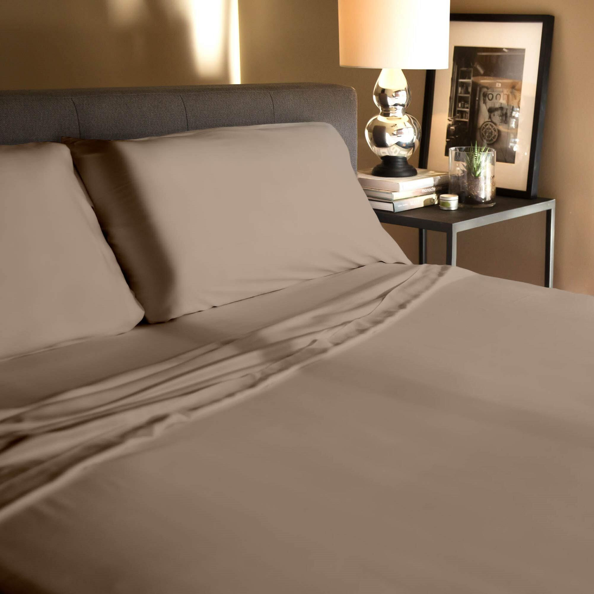 Malouf Soft And Eco Friendly Tencel Pillowcase-And-Sheet-Sets, Queen, Ecru