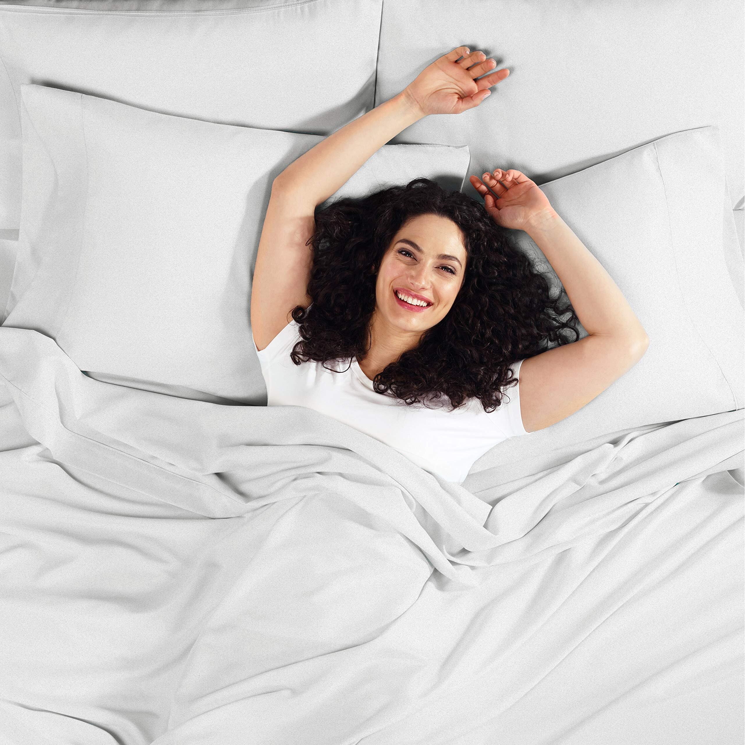 Empyrean King Size Sheets - 4 Pc Super Soft King Sheets - Double Brushed Microfiber Sheets For King Size Bed - Hotel Luxury Silver Light Gray King Bed Sheets Set, With 4 Corner Elastic Straps