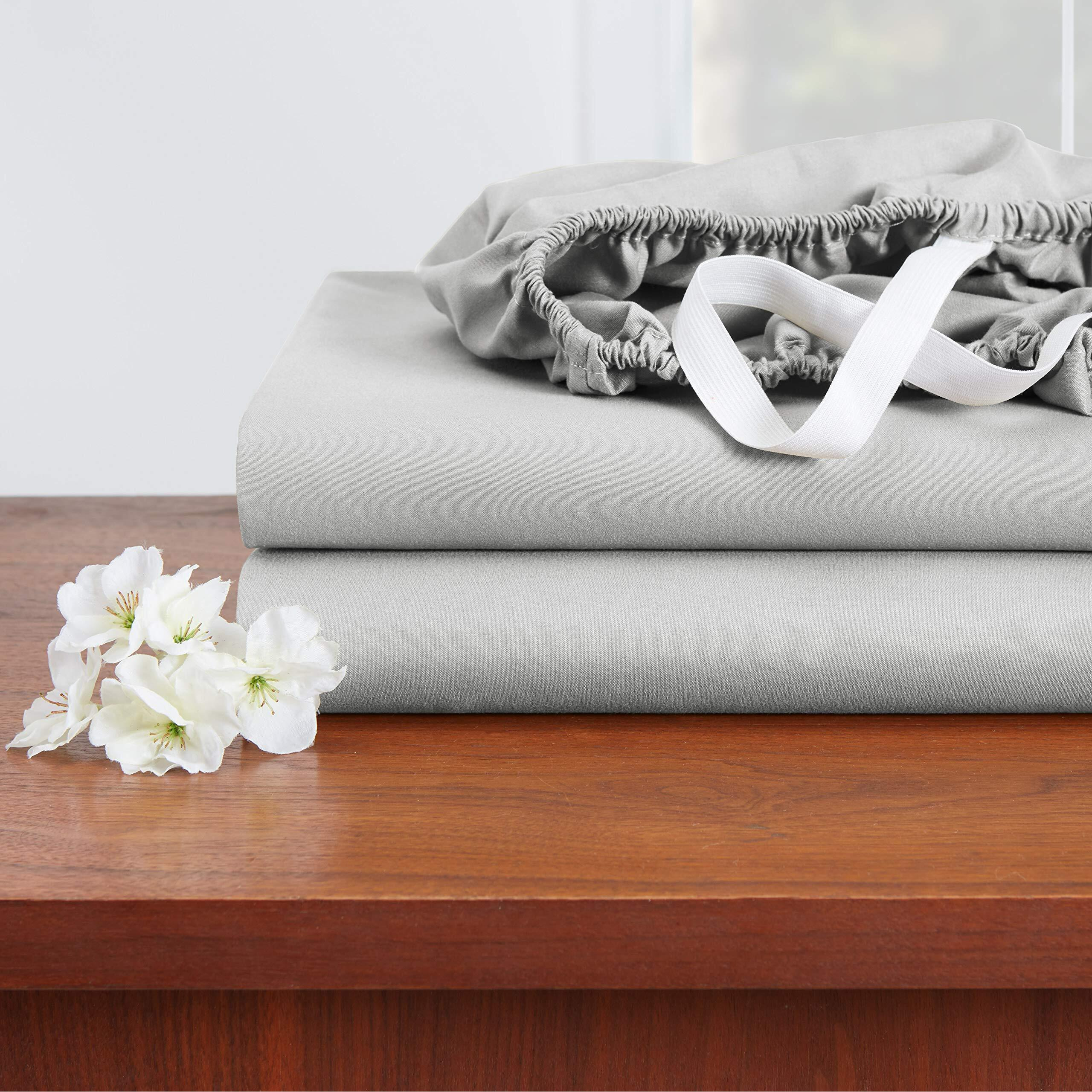 Empyrean King Size Sheets - 4 Pc Super Soft King Sheets - Double Brushed Microfiber Sheets For King Size Bed - Hotel Luxury Silver Light Gray King Bed Sheets Set, With 4 Corner Elastic Straps
