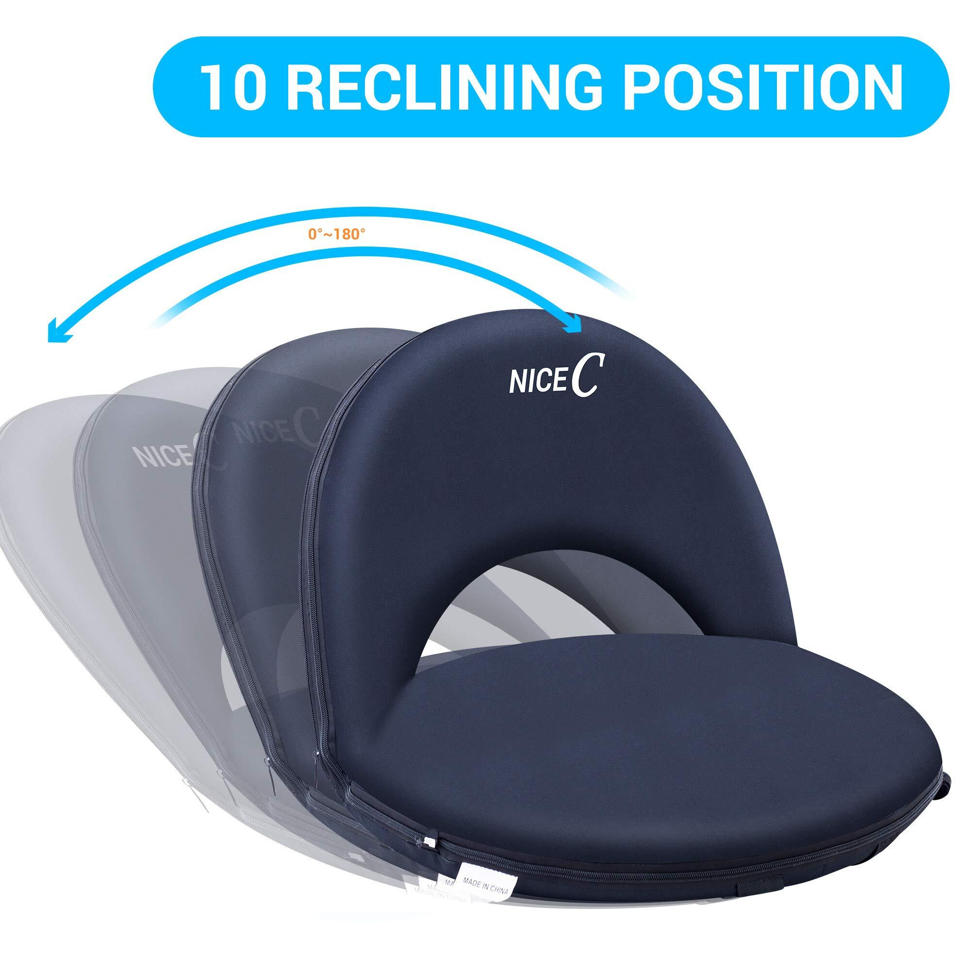 Nice C Stadium Seats, Floor Chairs, Bleacher Chairs, 10-Posisition Reclining Waterproof Cushion, Ultralight, Foldable, Extra Thick Padding, With Shoulder Strap & Net Pocket