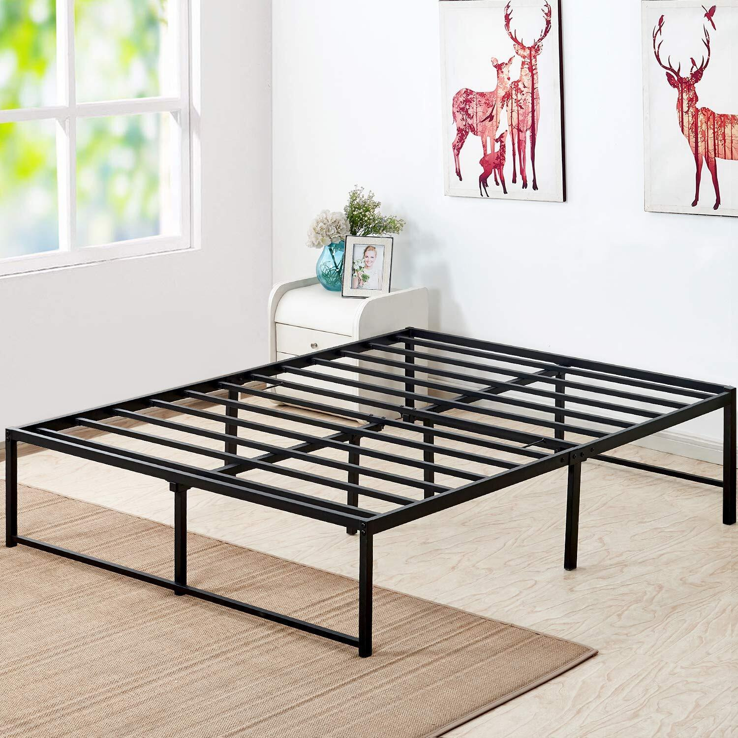 Vecelo 14"" Platform Bed Frame/Mattress Foundation/No Box Spring Needed/Steel Slat Support (Full Size), Black