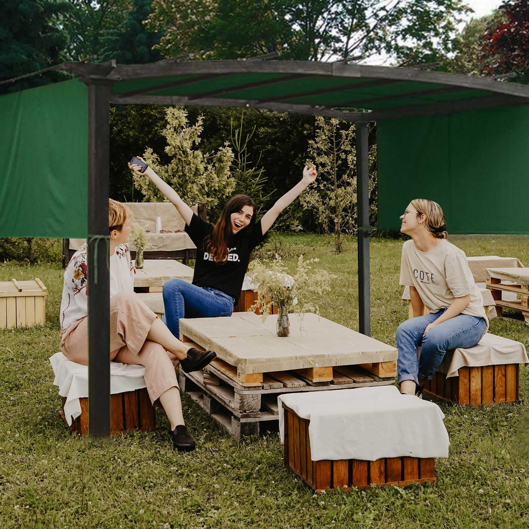 Yescom 17X6.8 Ft Universal Canopy Cover Replacement For 6Ft Curved Pergola Structure Green