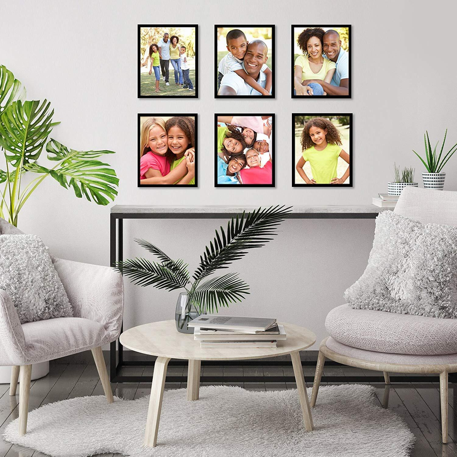 Americanflat 8X10 Picture Frame With Shatter-Resistant Glass - Set Of 6 - Galleria Collection - Gallery Wall Frame Set For Tabletop And Wall Display - Black