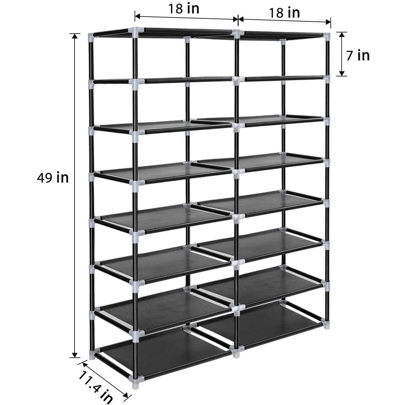 Erone Shoe Rack Storage Organize, 28 Pairs Portable Double Row With Nonwoven Fabric Cover Shoe Shelf Cabinet For Closet