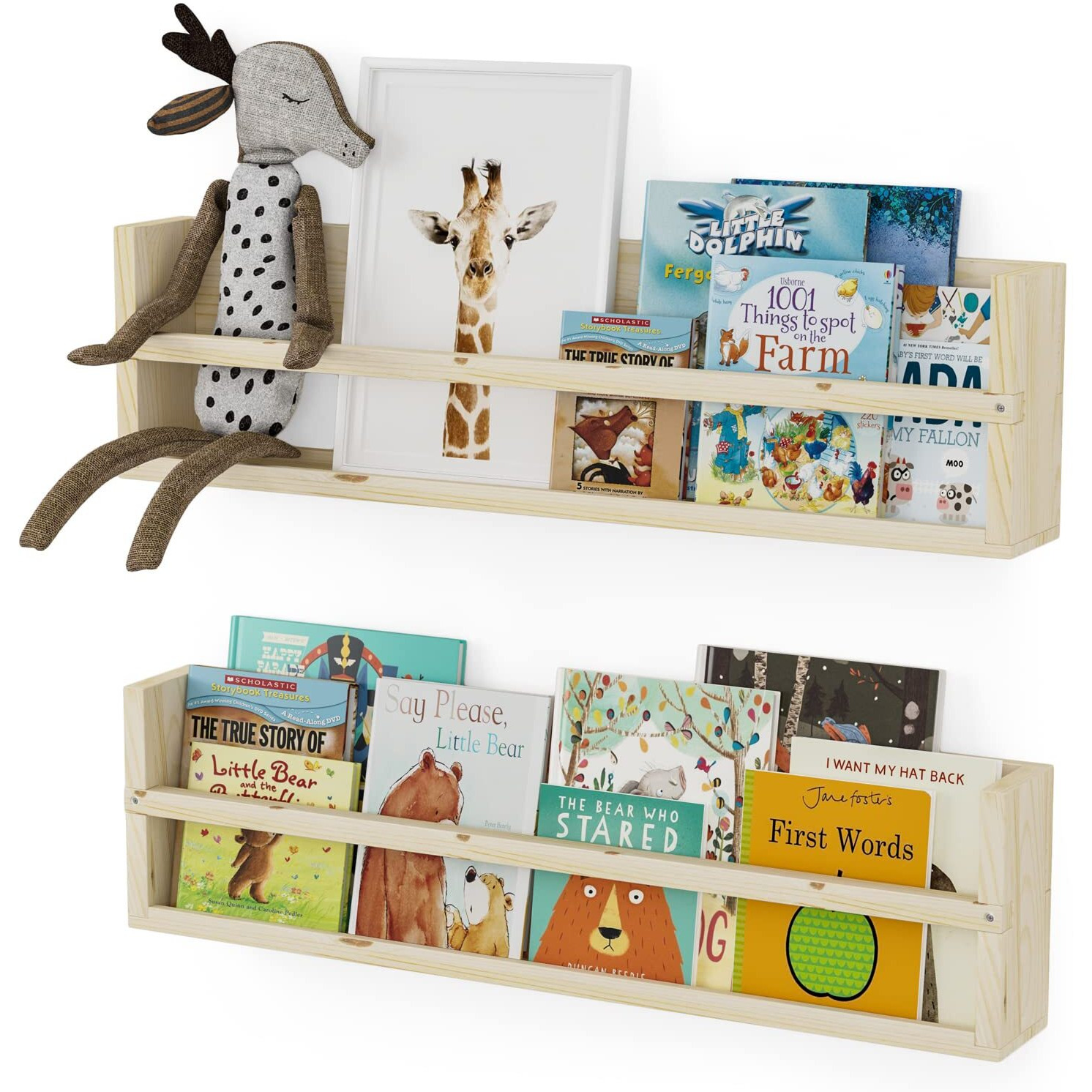 Brightmaison Polynez 30&quot&quot Floating Shelves For Wall & Nursery Book Shelves, Kids Bookshelf For Wall Multiuse Wall Shelf Set Of 2 Unfinished Floating Shelfunfinished