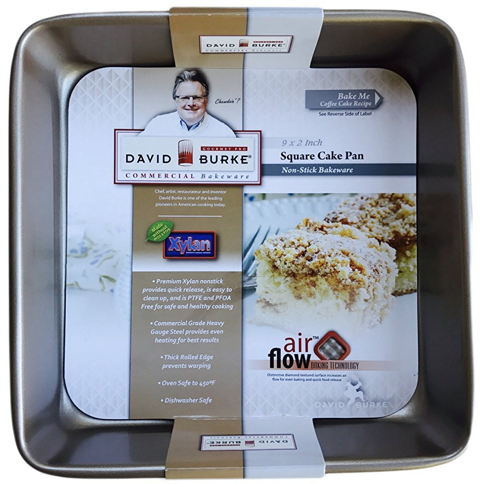 David Burke Kitchen Commerical Weight Bronze Square Cake Pan 9 X 9 X 2 Inches