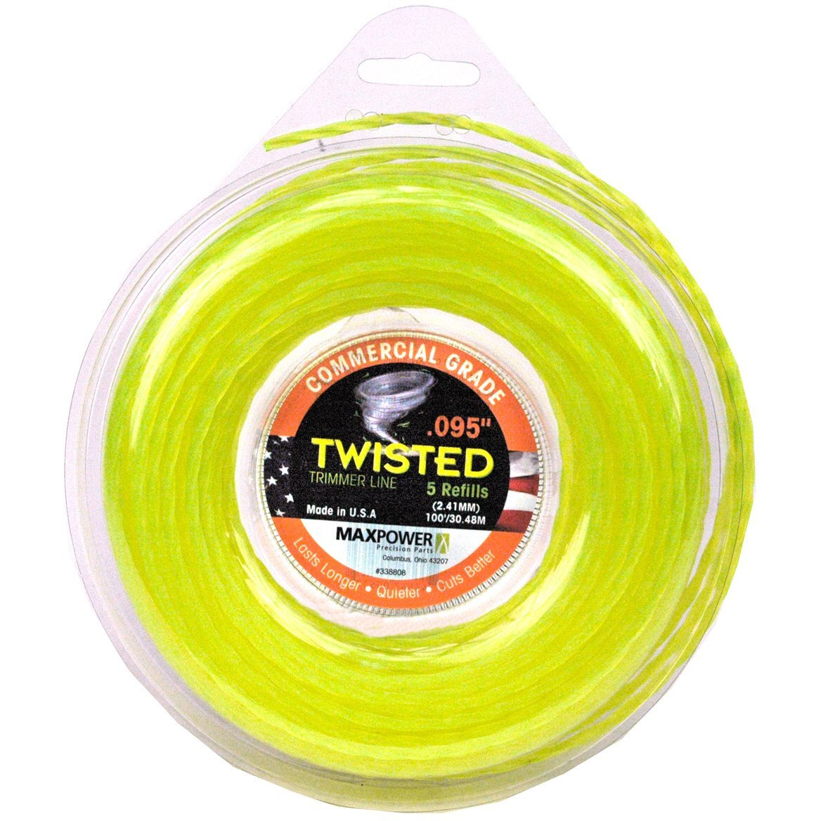 Maxpower 338808 0.095-Inch Premium Twisted Trimmer Line, 100-Foot Length, Yellow