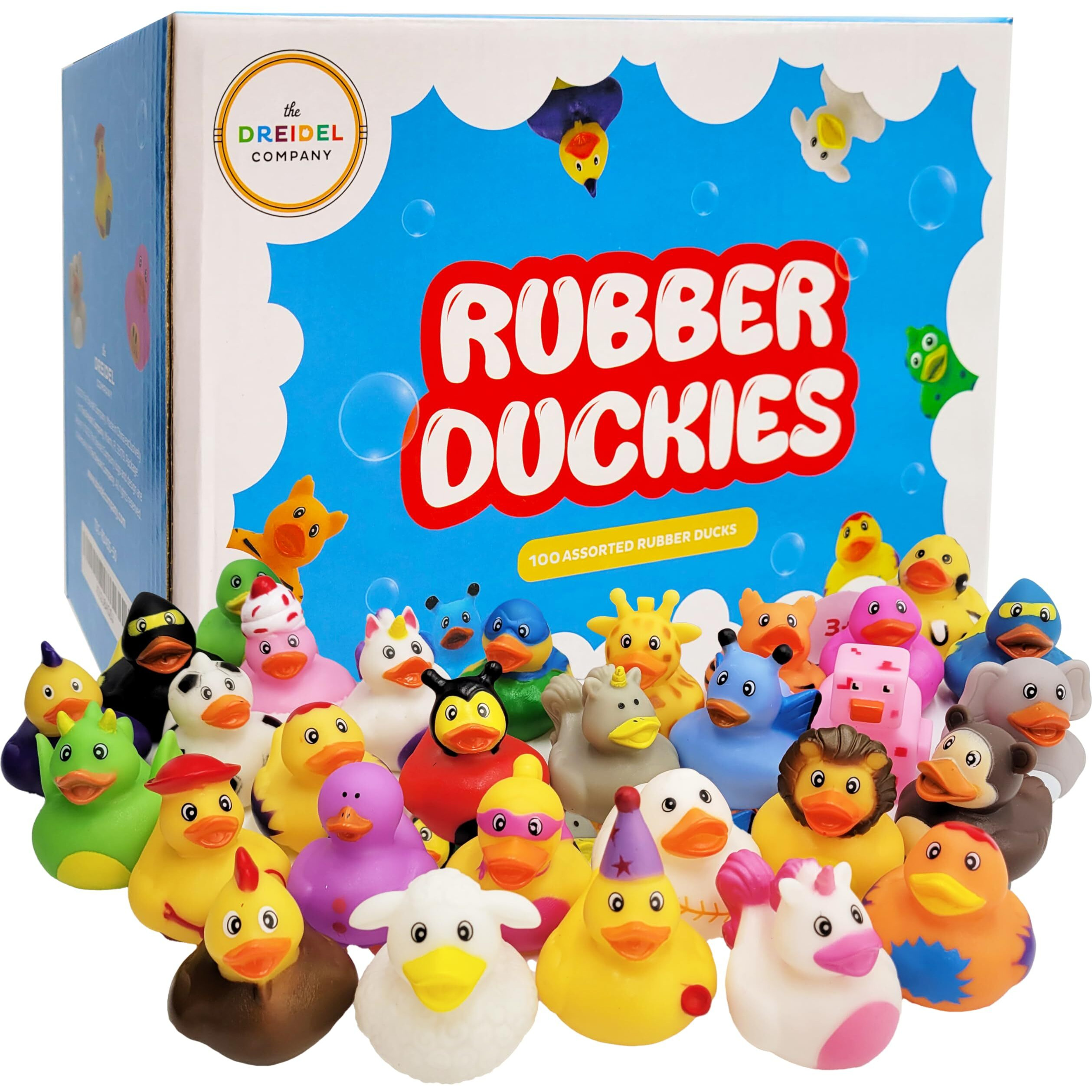 The Dreidel Company Assortment Rubber Duck Toy Duckies For Kids, Bath Birthday Gifts Baby Showers Classroom Incentives, Summer Beach And Pool Activity, 2"" (100-Pack)