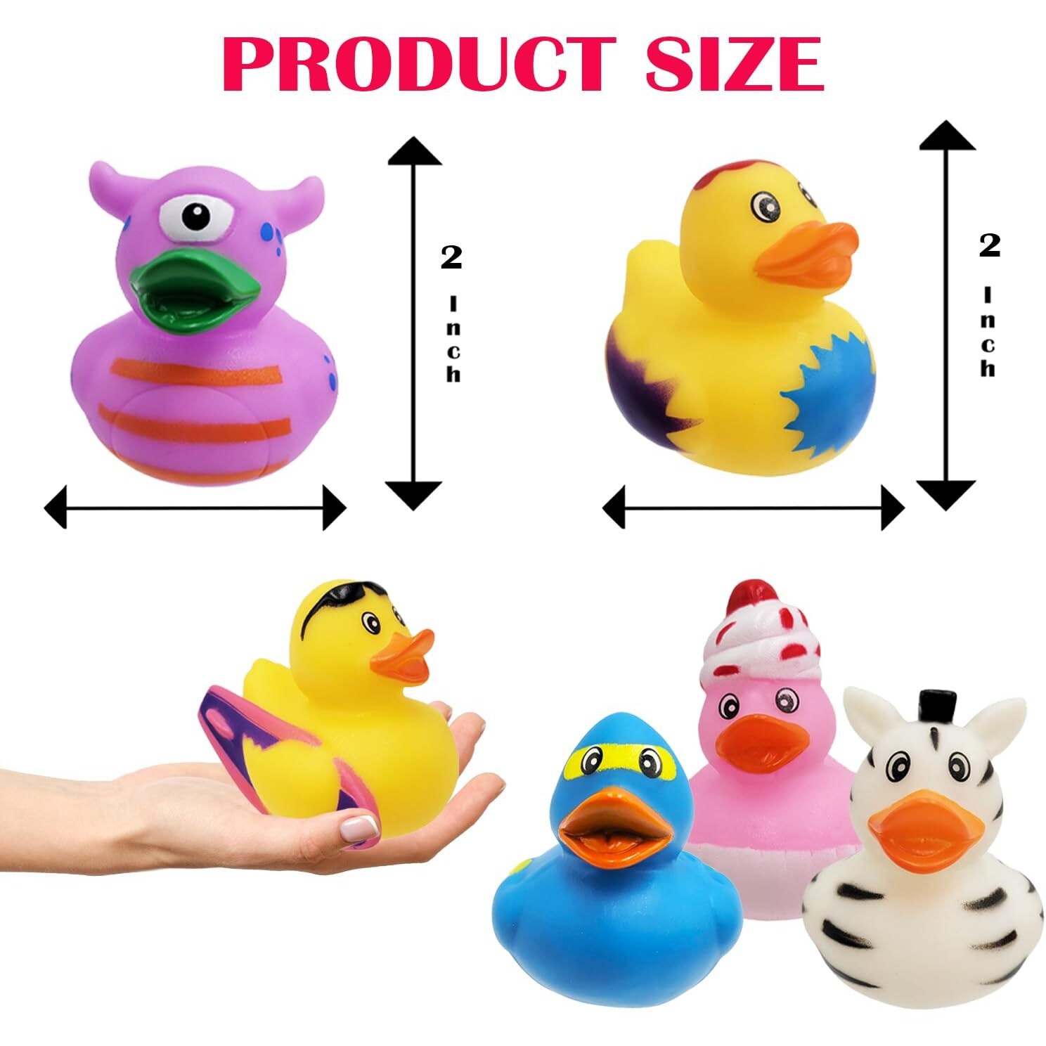The Dreidel Company Assortment Rubber Duck Toy Duckies For Kids, Bath Birthday Gifts Baby Showers Classroom Incentives, Summer Beach And Pool Activity, 2"" (100-Pack)