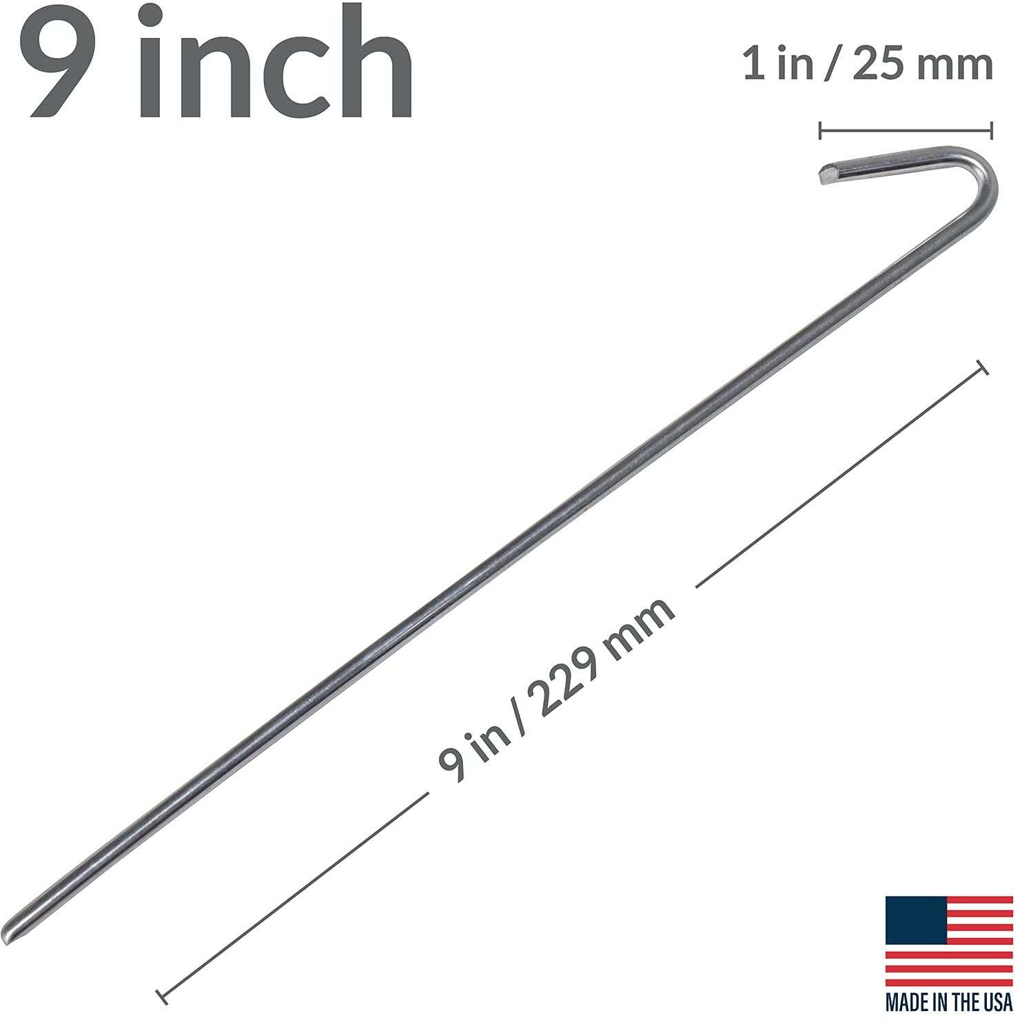 Pinnacle Mercantile 30 Pack Tent Stakes Metal Garden Edging Fence Hooks Pegs Christmas Decoration Stakes Made Usa 9 Inches Long