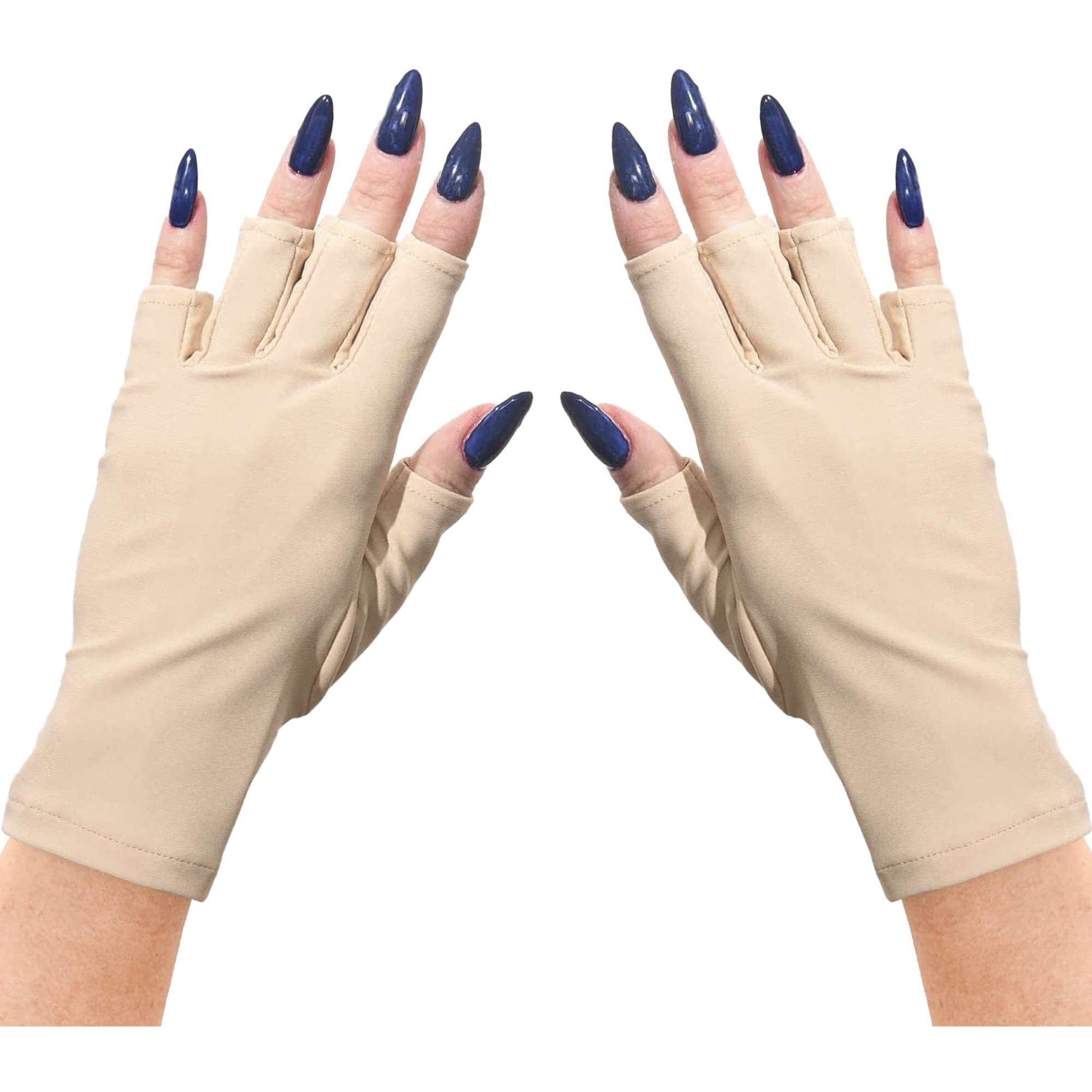 Maniglovz - The Original Upf 50+ Uv Light Protective Nail Gloves | Gel Manicure Gloves And Anti Uv Fingerless Gloves For Women | Can Be Used As Sun Protection Gloves For Driving | Nude
