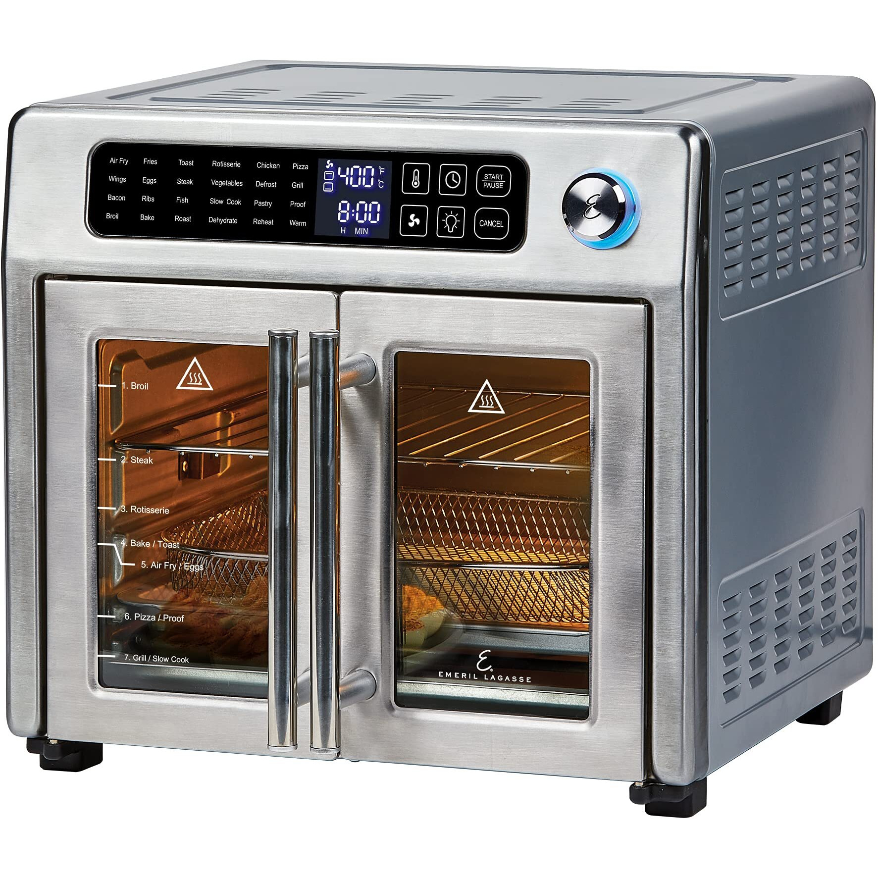 Emeril Lagasse 26 Qt Extra Large Air Fryer, Convection Toaster Oven With French Doors, Stainless Steel