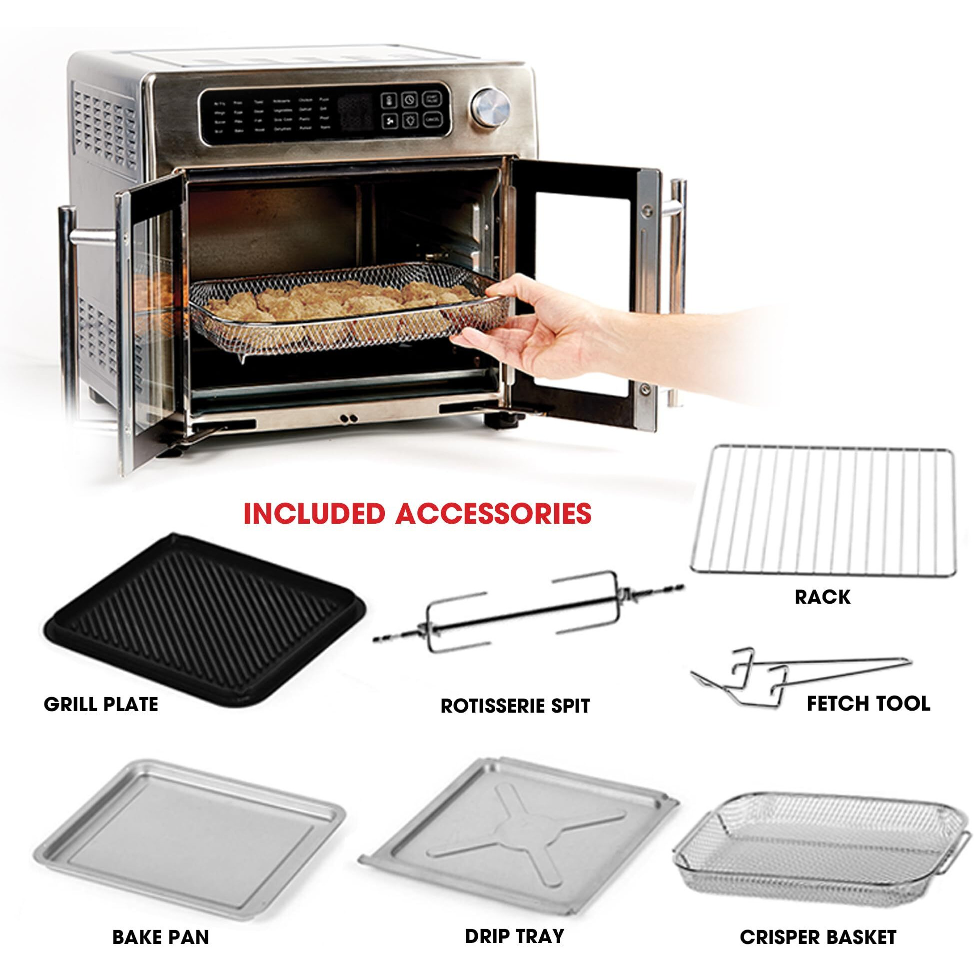 Emeril Lagasse 26 Qt Extra Large Air Fryer, Convection Toaster Oven With French Doors, Stainless Steel