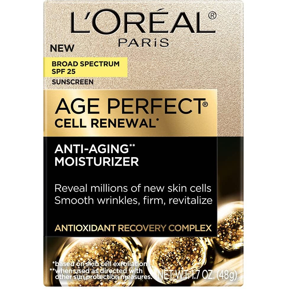 Loreal Paris Age Perfect Cell Renewal Anti-Aging Day Moisturizer With Broad Spectrum Spf 25 Sunscreen, Antioxidants, And Vitamin E 1.7Oz