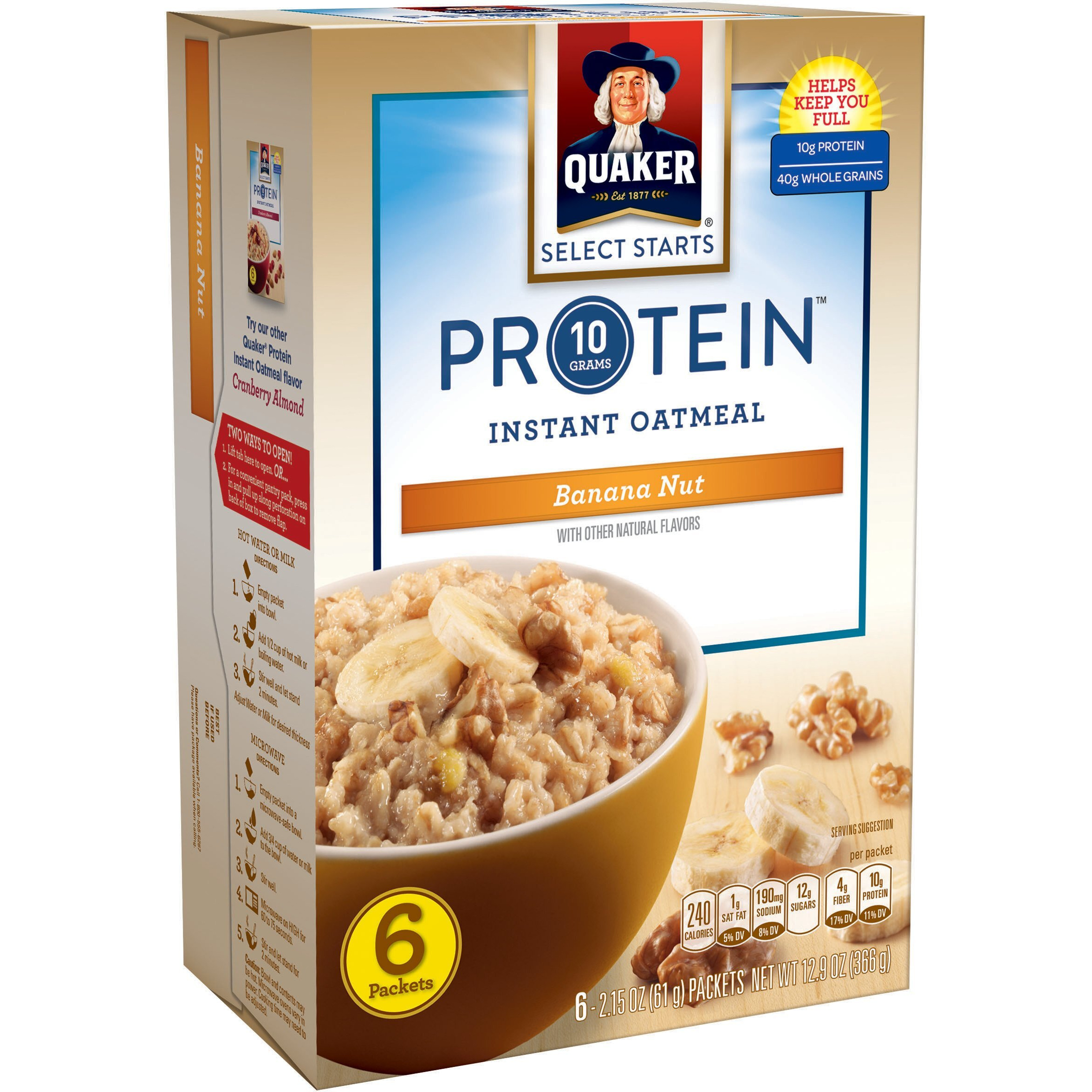 Quaker Instant Oatmeal, Protein Banana Nut, 2.15 Oz