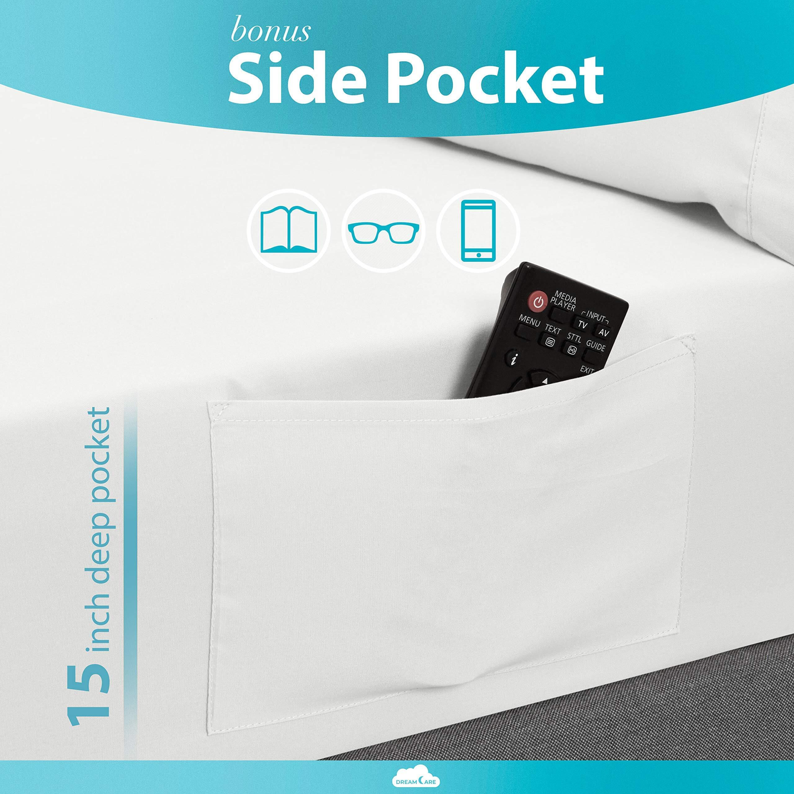 Dreamcare Queen Sheet Set - 6 Pcs Cooling Bed Sheets - Up To 15    Deep Sheets Queen Size Bed Set - 2500 Supreme Collection - Oeko Tex Certified Sheets - Hotel Luxury With Side Pocket - White