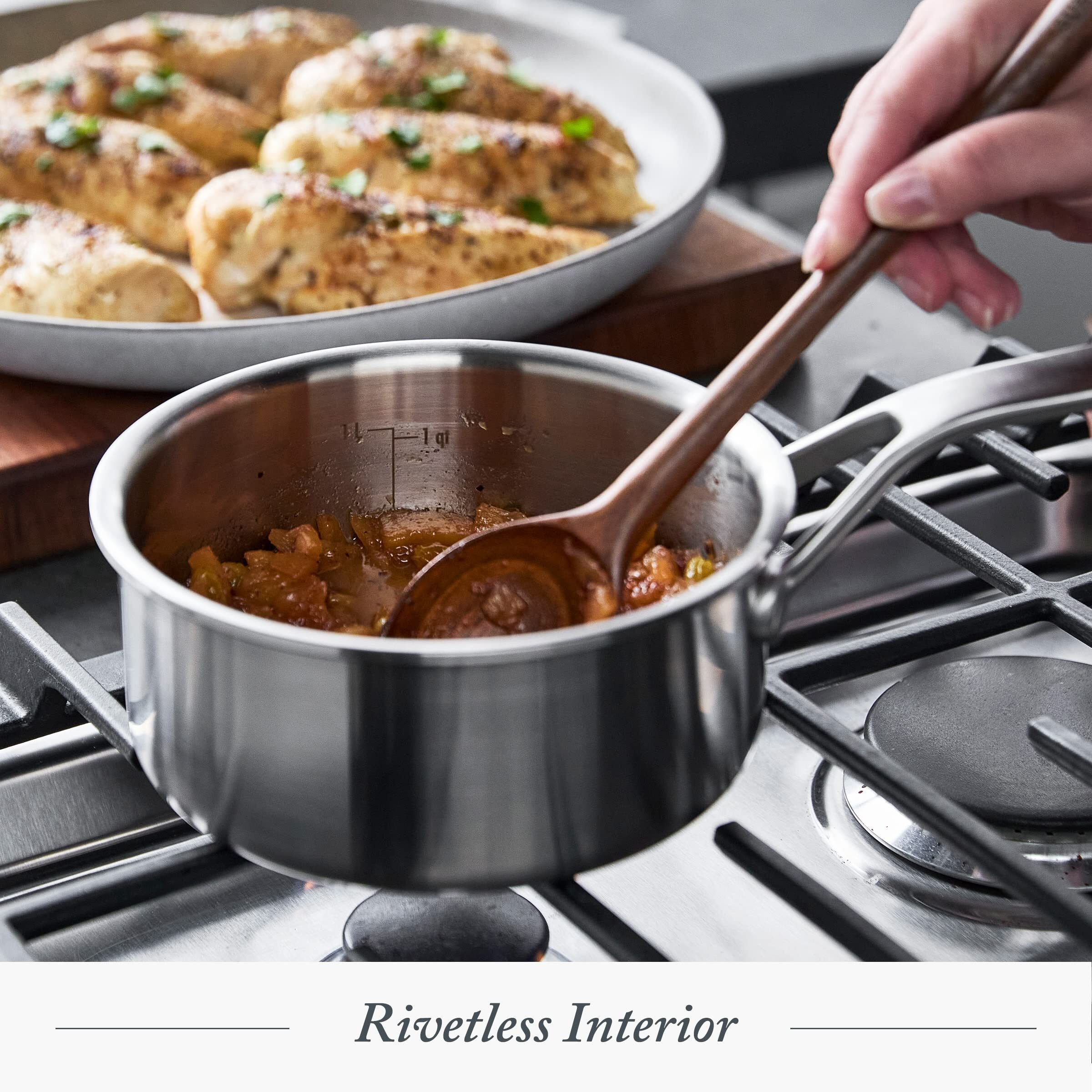 Merten & Storck Tri-Ply Stainless Steel 3Qt Saucepan Pot With Lid, Professional Cooking, Multi Clad, Measurement Markings, Drip-Free Pouring Edges, Durable Glass Lid, Induction, Oven & Dishwasher Safe