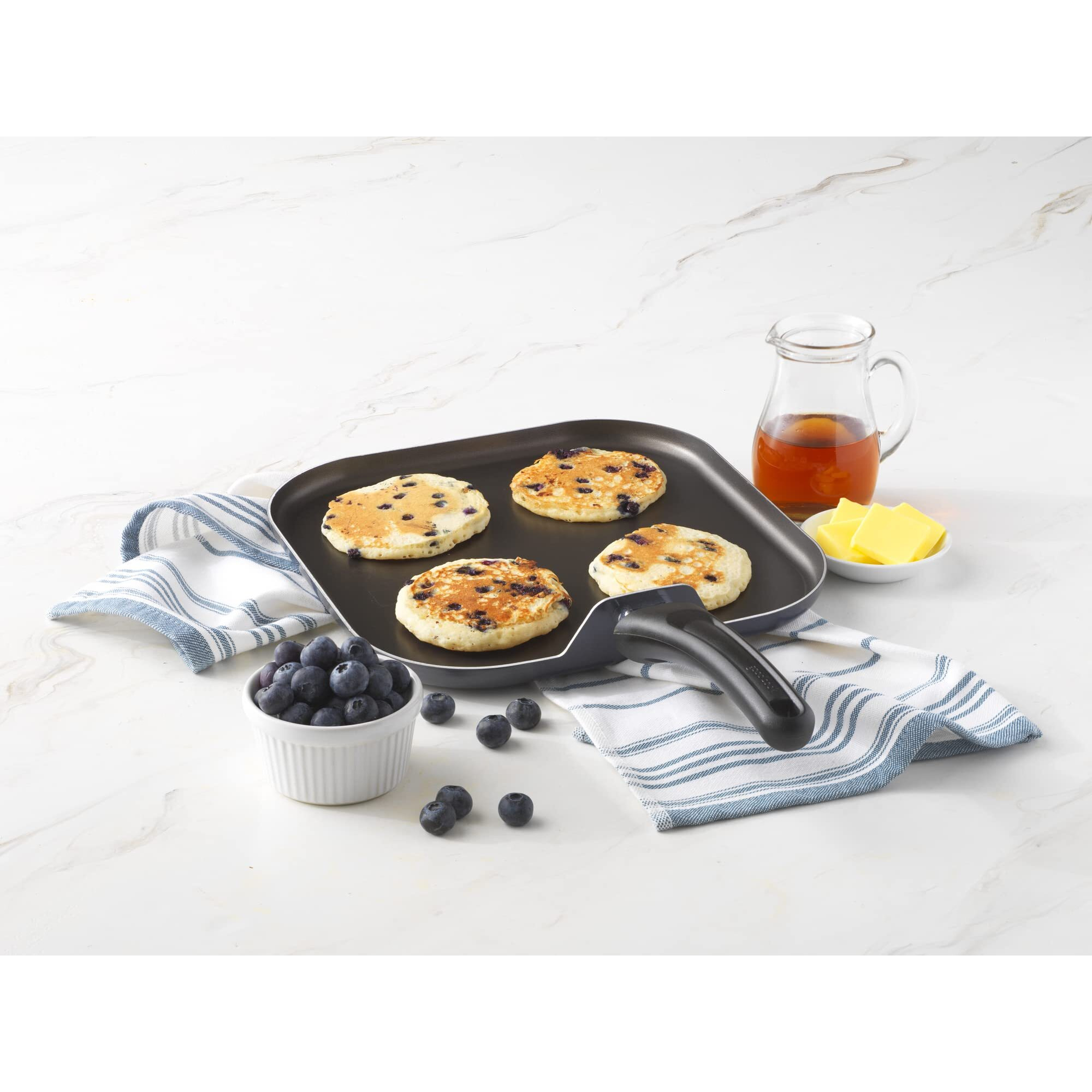 Goodcook 11-Inch Square Griddle Pan, Nonstick Aluminum Frying Pan, Even Heating, Ergonomic Handle, Perfect For Eggs, Bacon, And Breakfast, Small Griddle Pan, Durable Black Finish