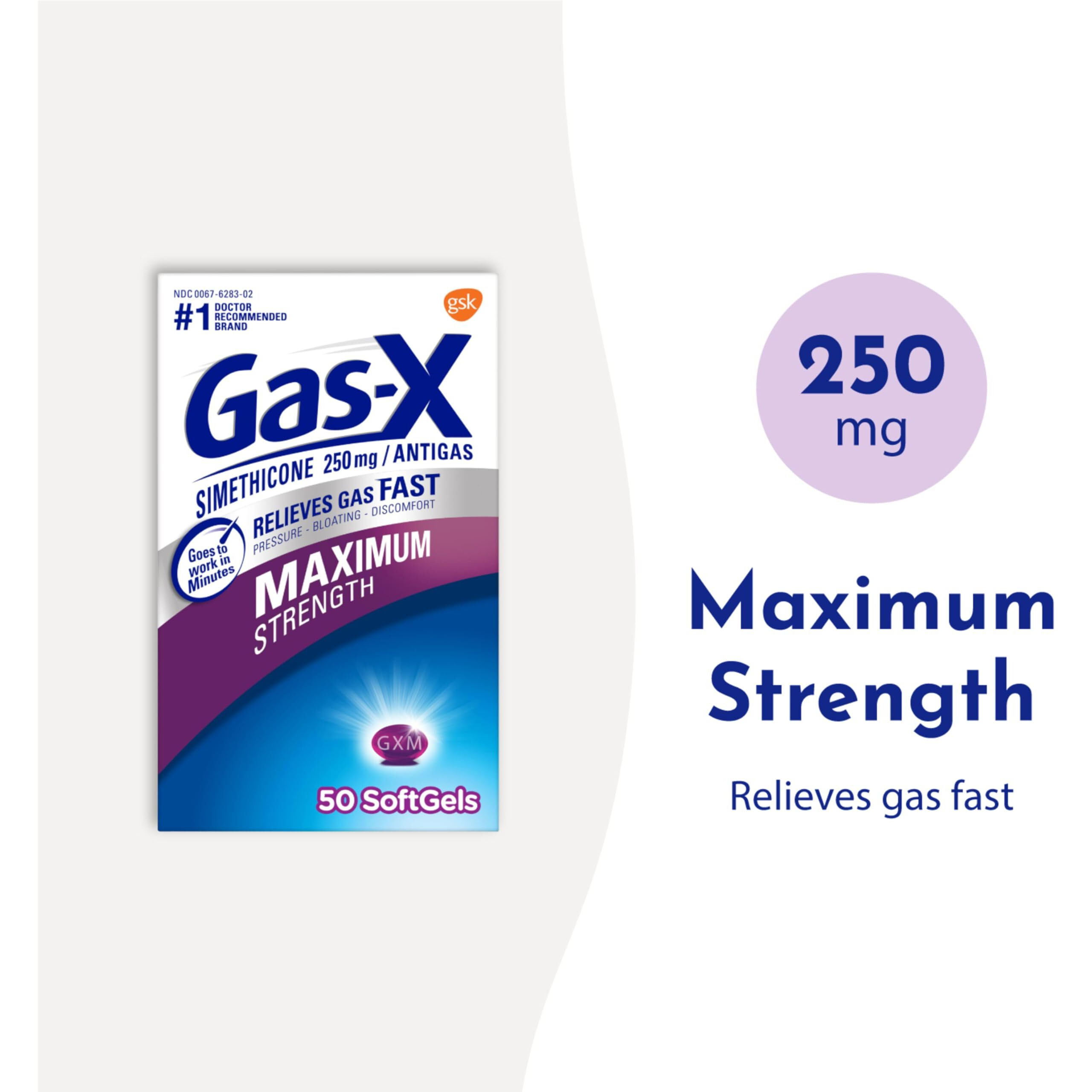 Gas-X Maximum Strength Gas Relief Softgels With Simethicone 250 Mg For Bloating Relief - 50 Count