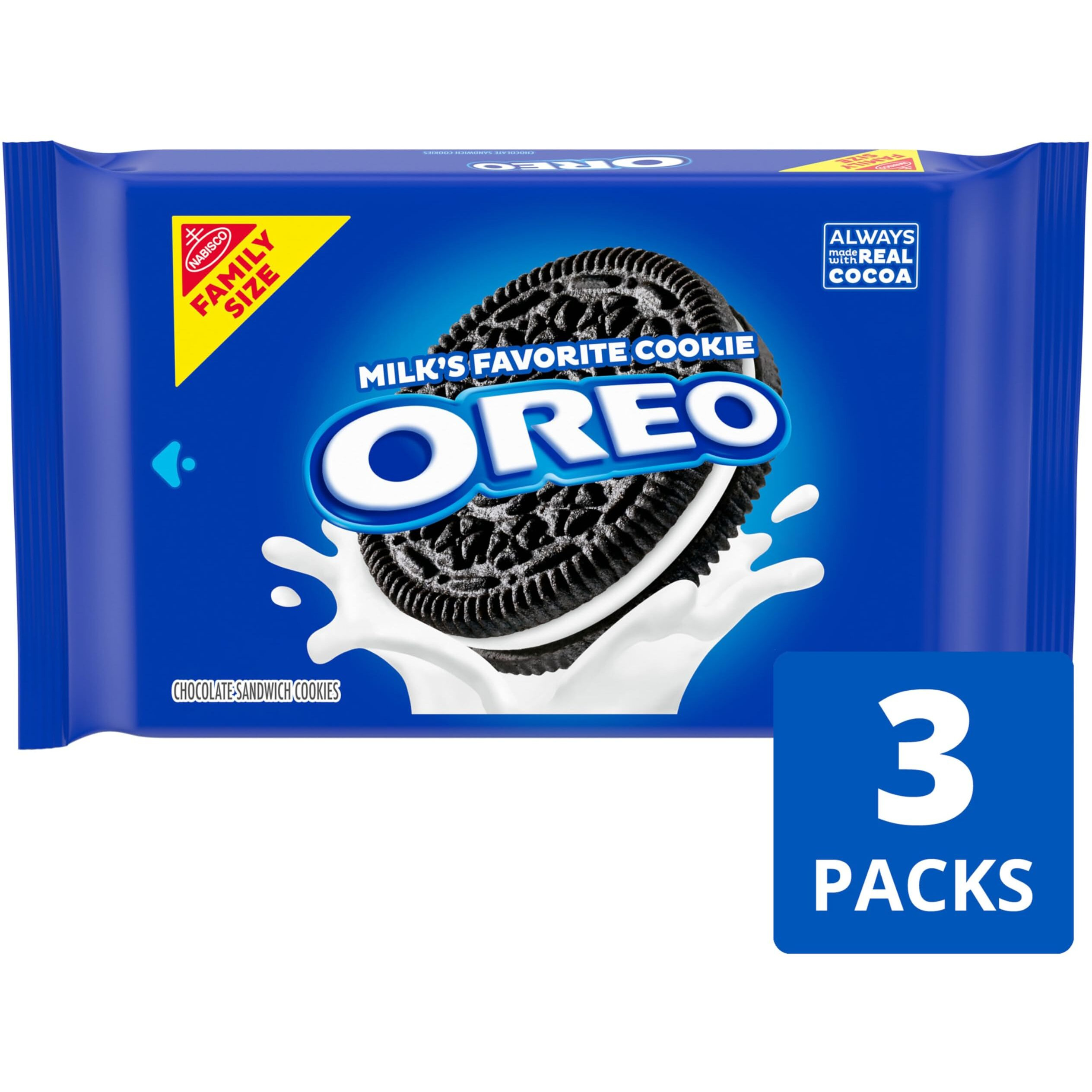 Oreo Chocolate Sandwich Cookies, Family Size, 3 Packs
