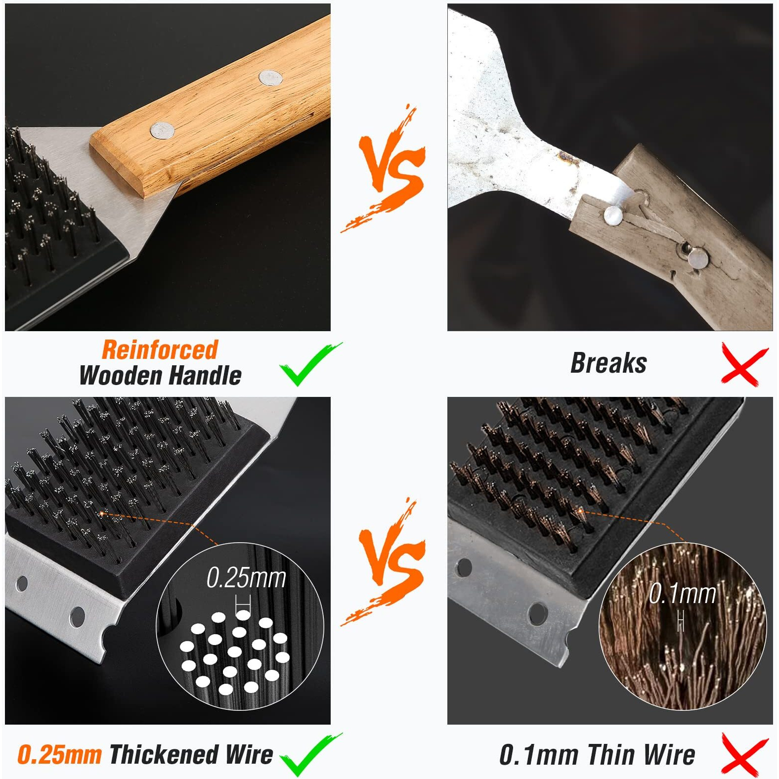 Simpletaste Grill Brush And Scraper, Durable & Effective, Include Extra Stainless Steel Bristles Head For Replacement, Wire Grill Brush For Outdoor Grill, Grill Accessories Gift For Men/Dad