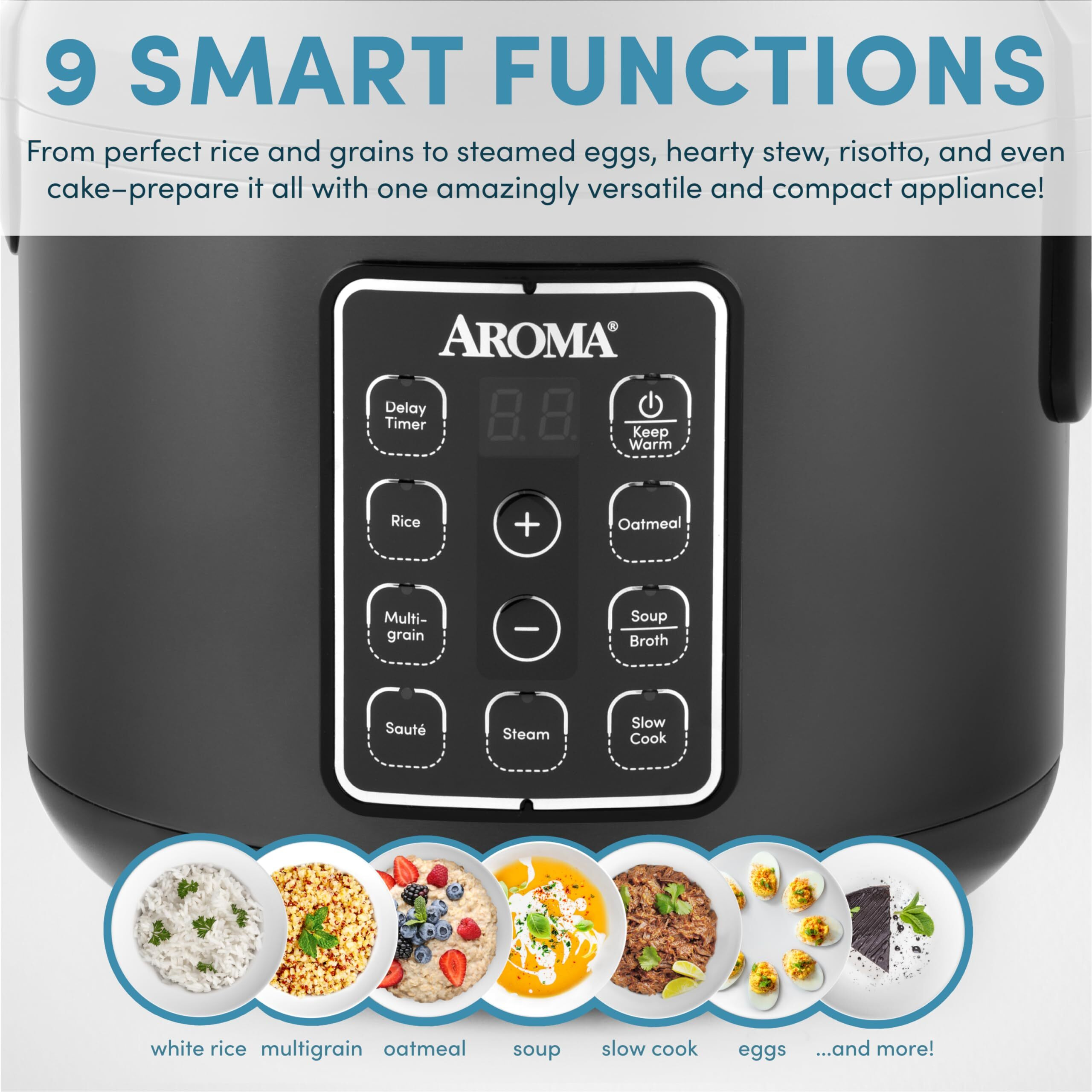 Aroma 12-Cup (Cooked) Digital Rice & Grain Multicooker (Arc-966Bd), Black