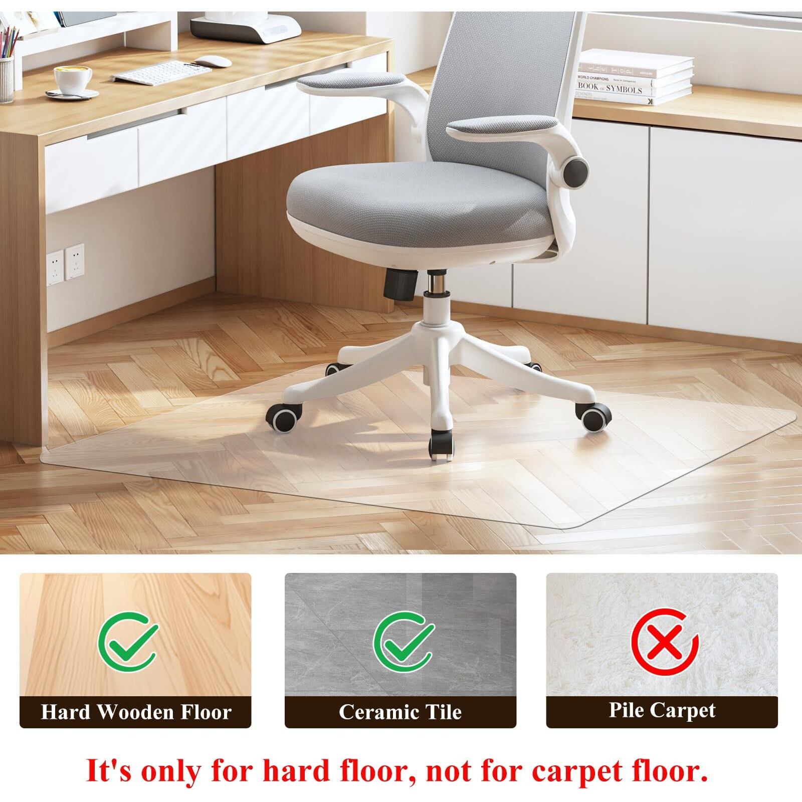 Sharewin Office Chair Mat For Hard Wood Floors - 30"&quotX48"" Heavy Duty Anti-Slip Hardwood Floor Protector Rug - Easy Clean