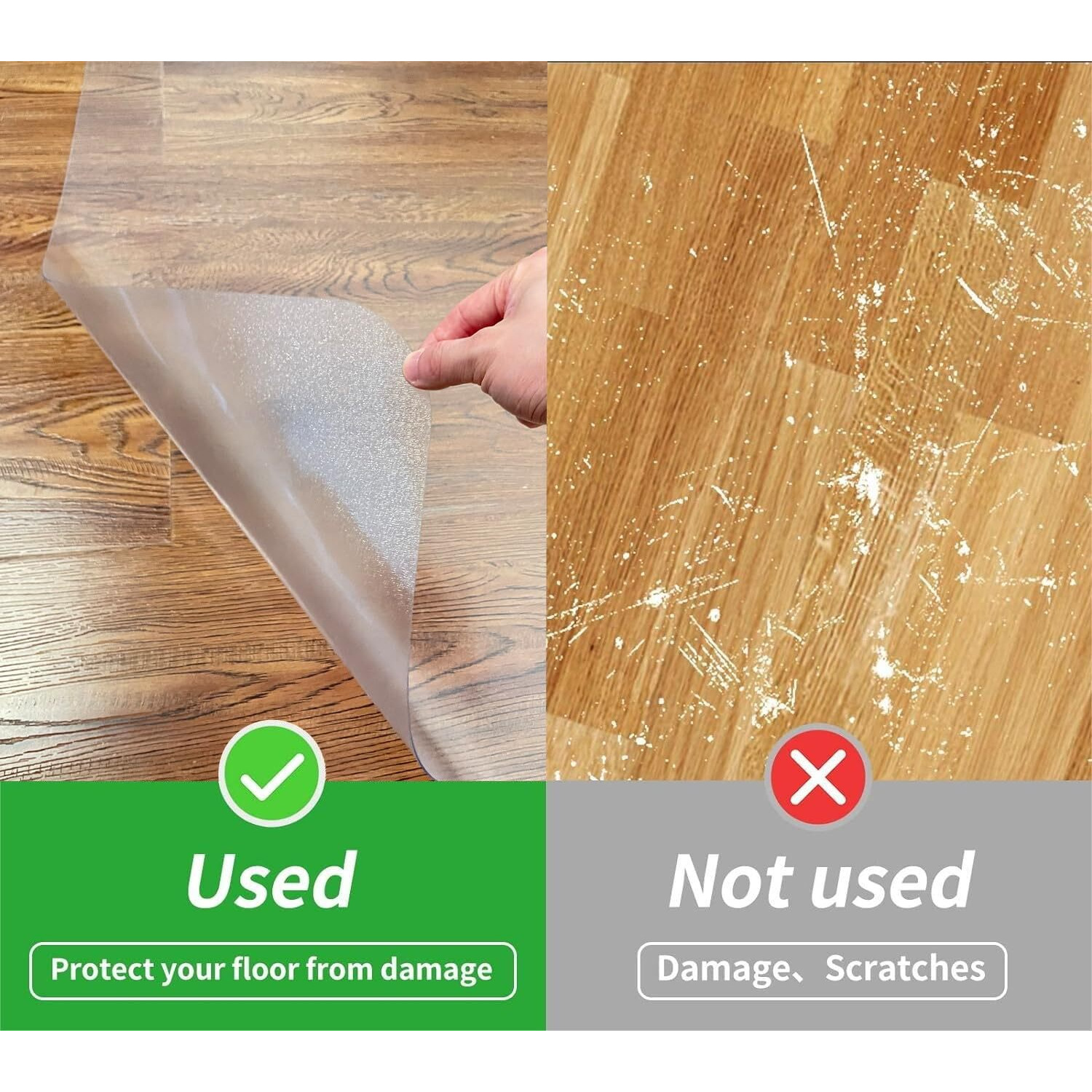 Sharewin Office Chair Mat For Hard Wood Floors - 30"&quotX48"" Heavy Duty Anti-Slip Hardwood Floor Protector Rug - Easy Clean