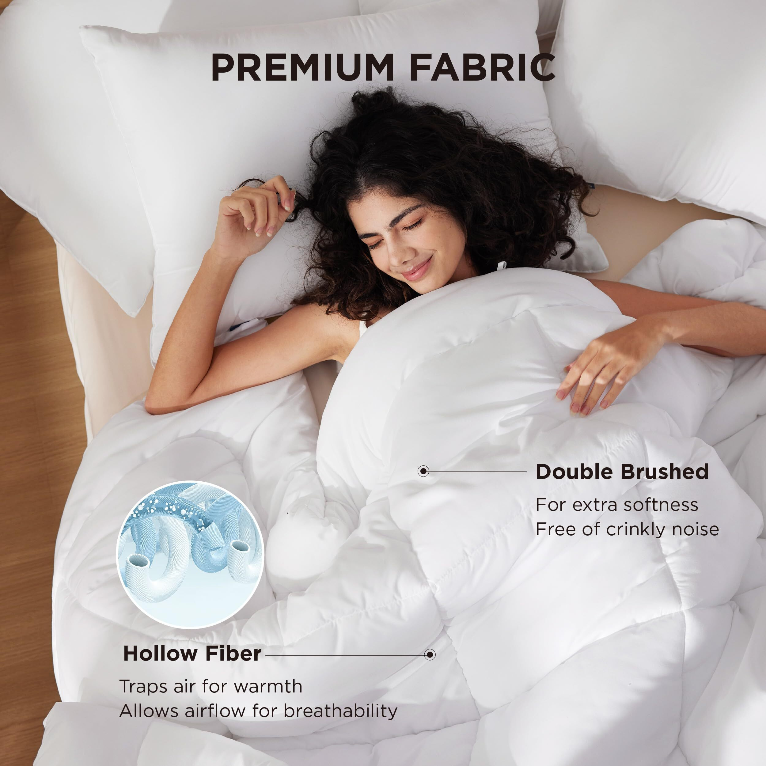 Bedsure Comforter Duvet Insert - Quilted Comforters Queen Size, All Season Duvet, Down Alternative Bedding Comforter With Tabs(White,Queen 88"&quotX88"")