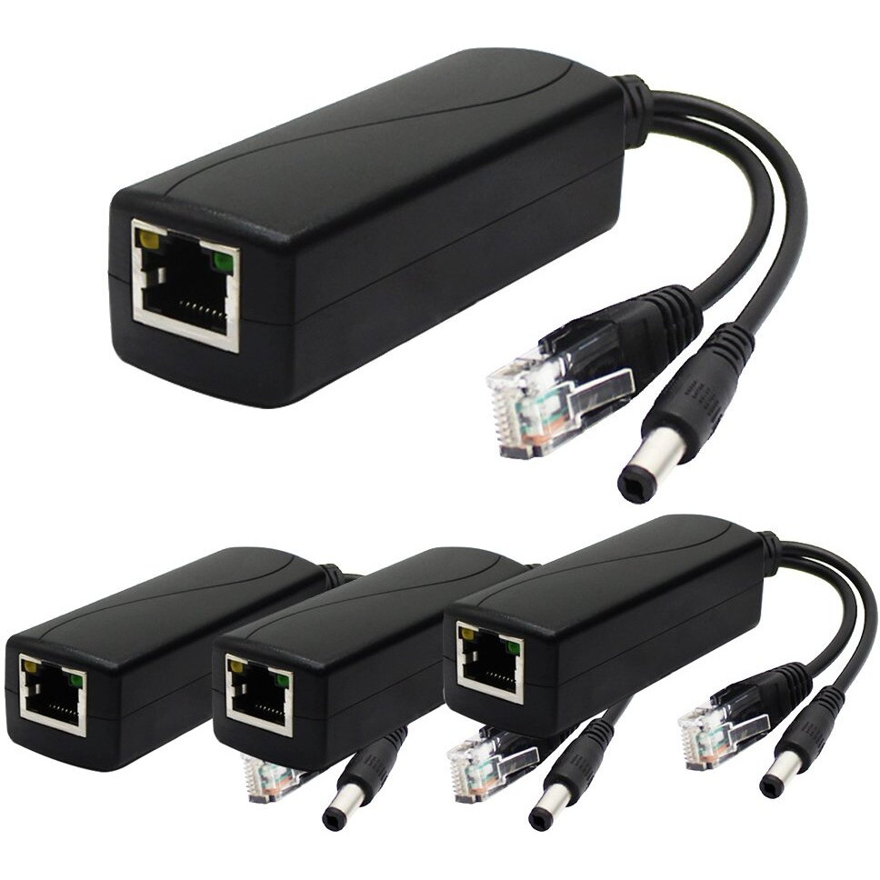 Anvision 4-Pack Active 48V To 12V Poe Splitter Adapter, Plug 5.5Mm X 2.5Mm, Ieee 802.3Af Compliant 10/100Mbps