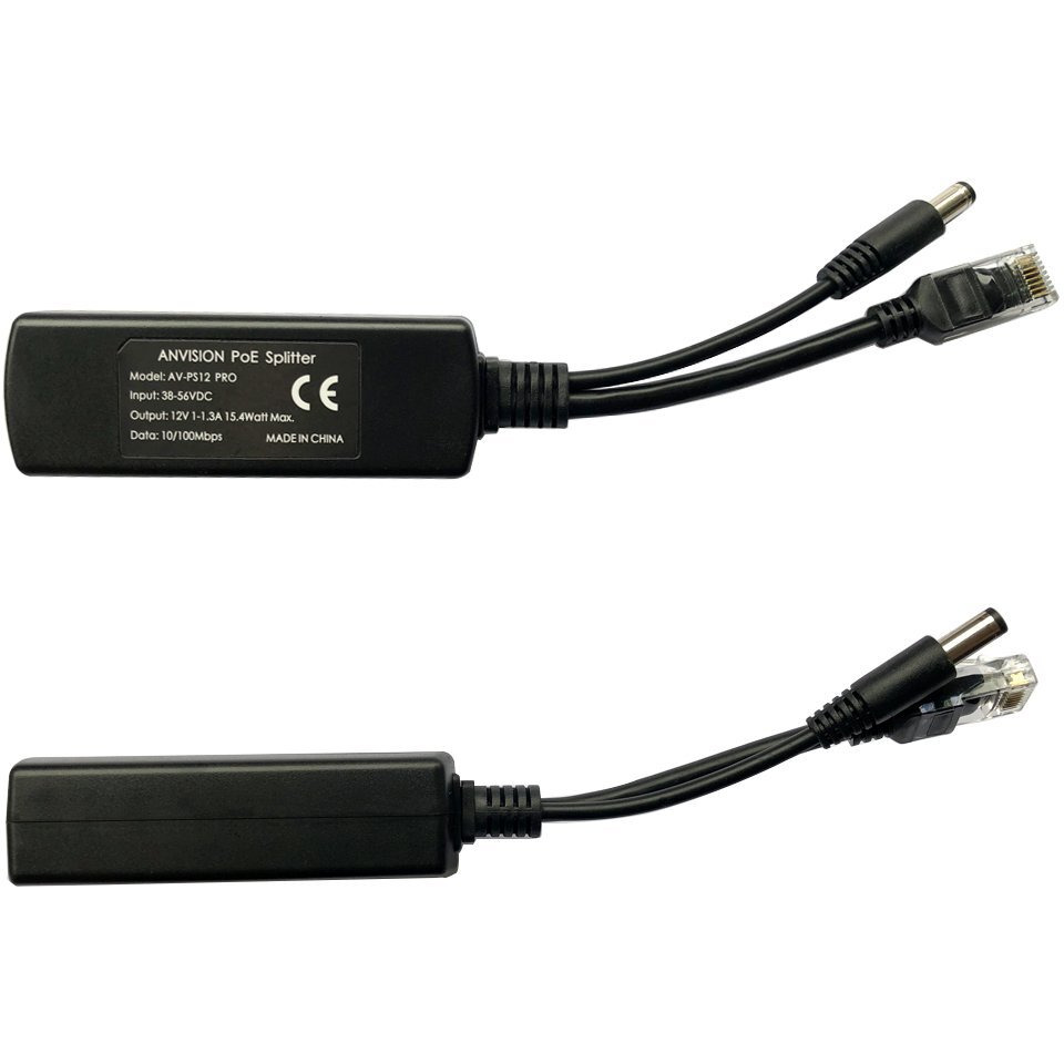 Anvision 4-Pack Active 48V To 12V Poe Splitter Adapter, Plug 5.5Mm X 2.5Mm, Ieee 802.3Af Compliant 10/100Mbps