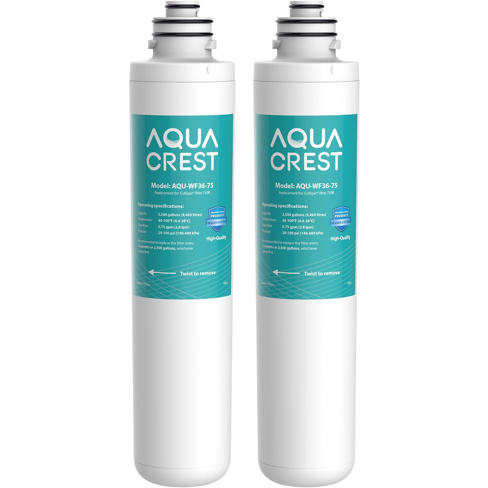 Aquacrest 750R Drinking Water Filter, Replacement For Culligan 750R Level 1 (Pack Of 2), Model No.Wf36-75, Package May Vary