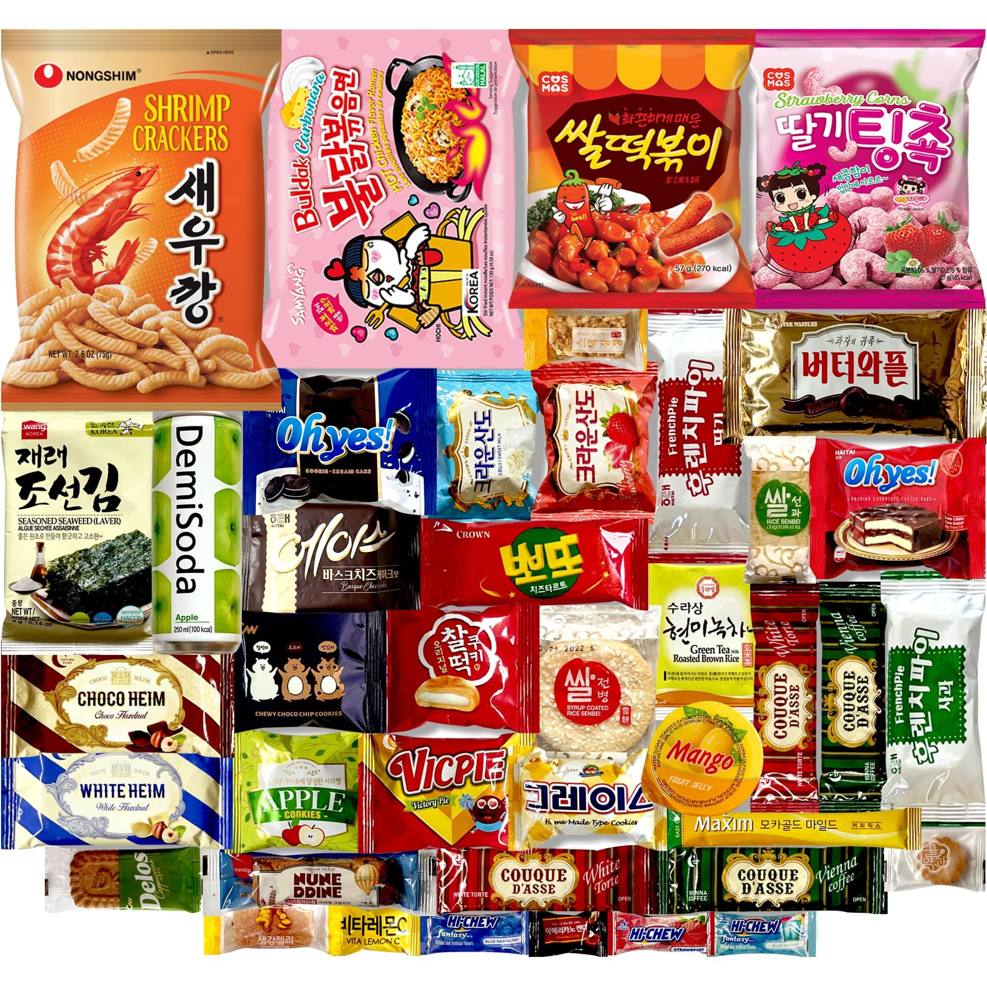 Dagaon Finest Korean Snack Box 42 Count - Variety Snacks Including Koreans Favorite Chips, Biscuits, Cookies, Pies, Candies. Perfect Appetizing Korean Snacks For Any Occasions, Gifts And Everyone.