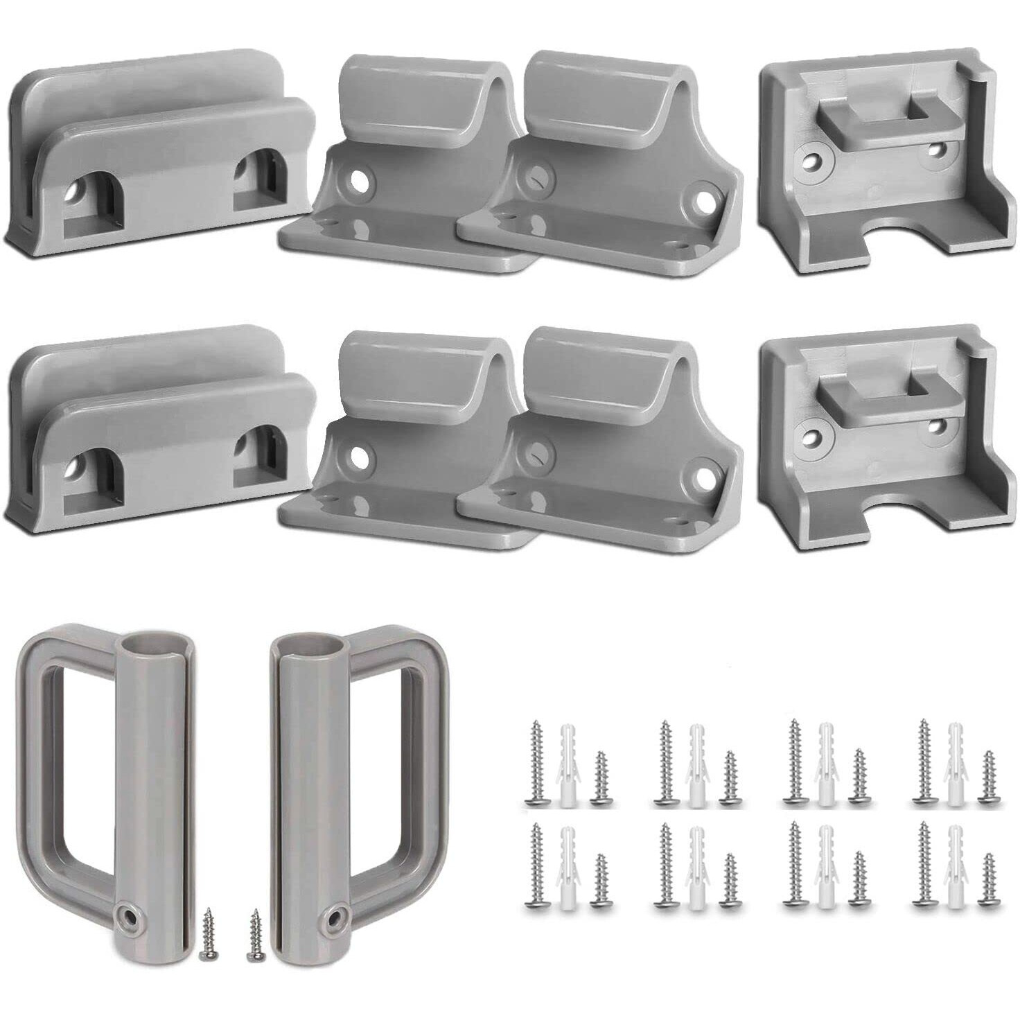 Grenfu Retractable Baby Gate Replacement Parts Kit Grey Pet Gate Full Set Wall Mounting Hardware With Brackets Anchors And Screws