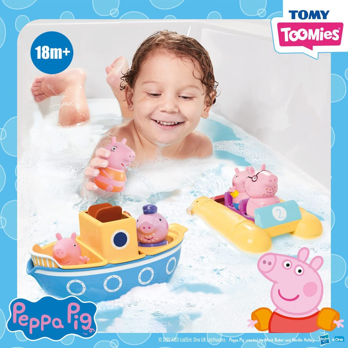 Toomies Peppa Pig Bath Toys - Peppas Boat Adventure Bath Toy Set - Includes 2 Boat Toys And 5 Peppa Pig Figures - Peppa Pig Toy Boats - Toddler Bath Toys For 18 Months And Up