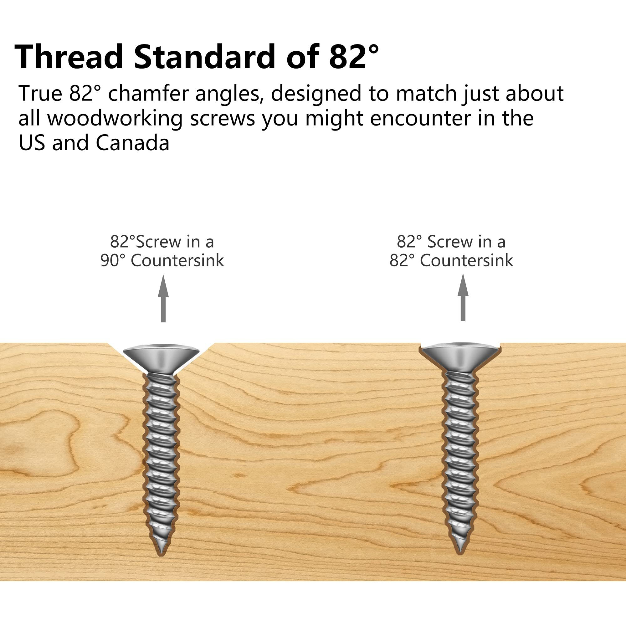 Mulwark 82 Countersink Drill Bit Set Incl. 5Pcs Free Replaceable Hss Drill Bits For Wood|3/8"" Quick-Change -Chamfered Adjustable Drilling Tool Kit On Pilot Counter Sink Holes For Woodworking- 5 Pack