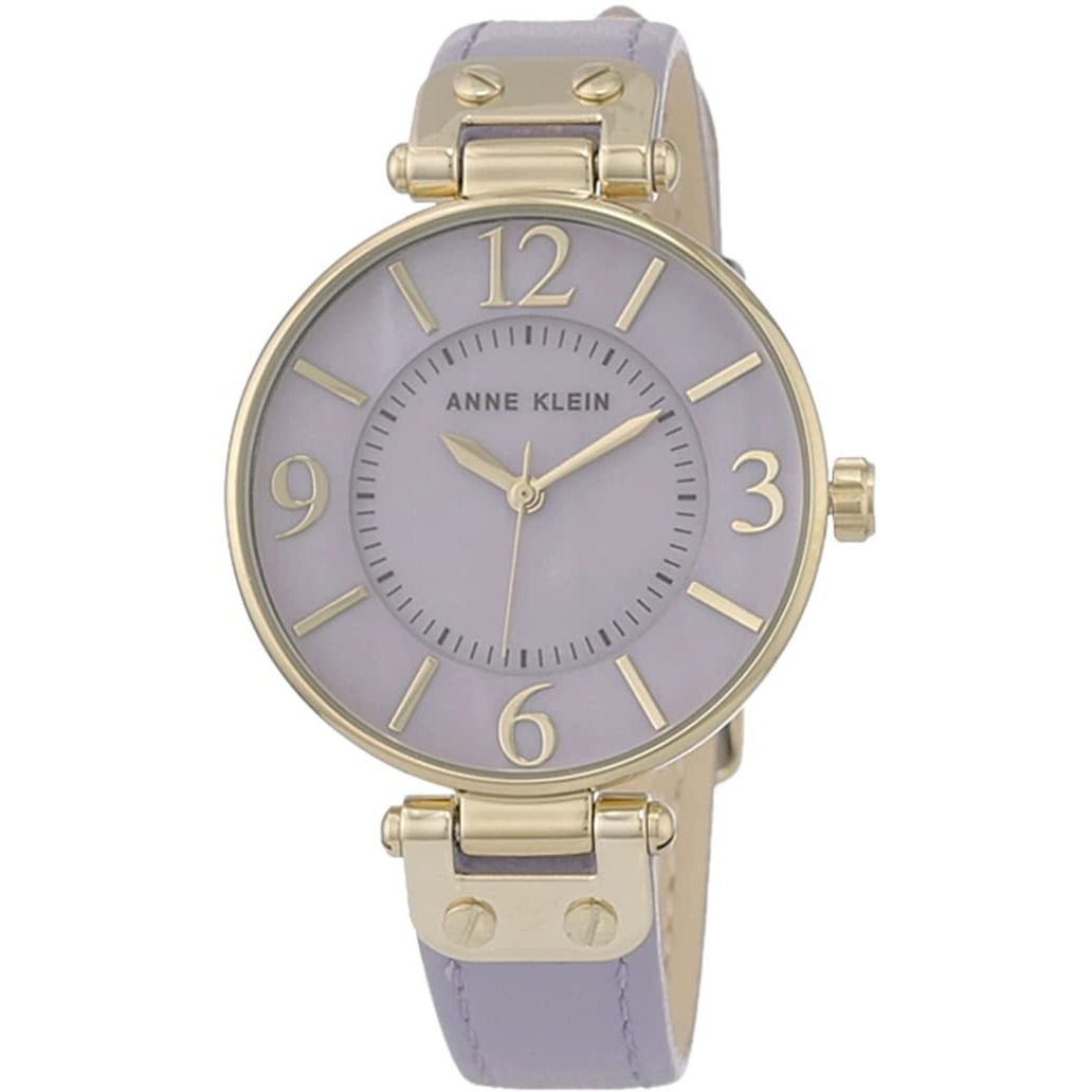 Anne Klein Women's Japanese Quartz Dress Watch With Leather Strap, Purple, 12 (Model 10/9168Lmlv)