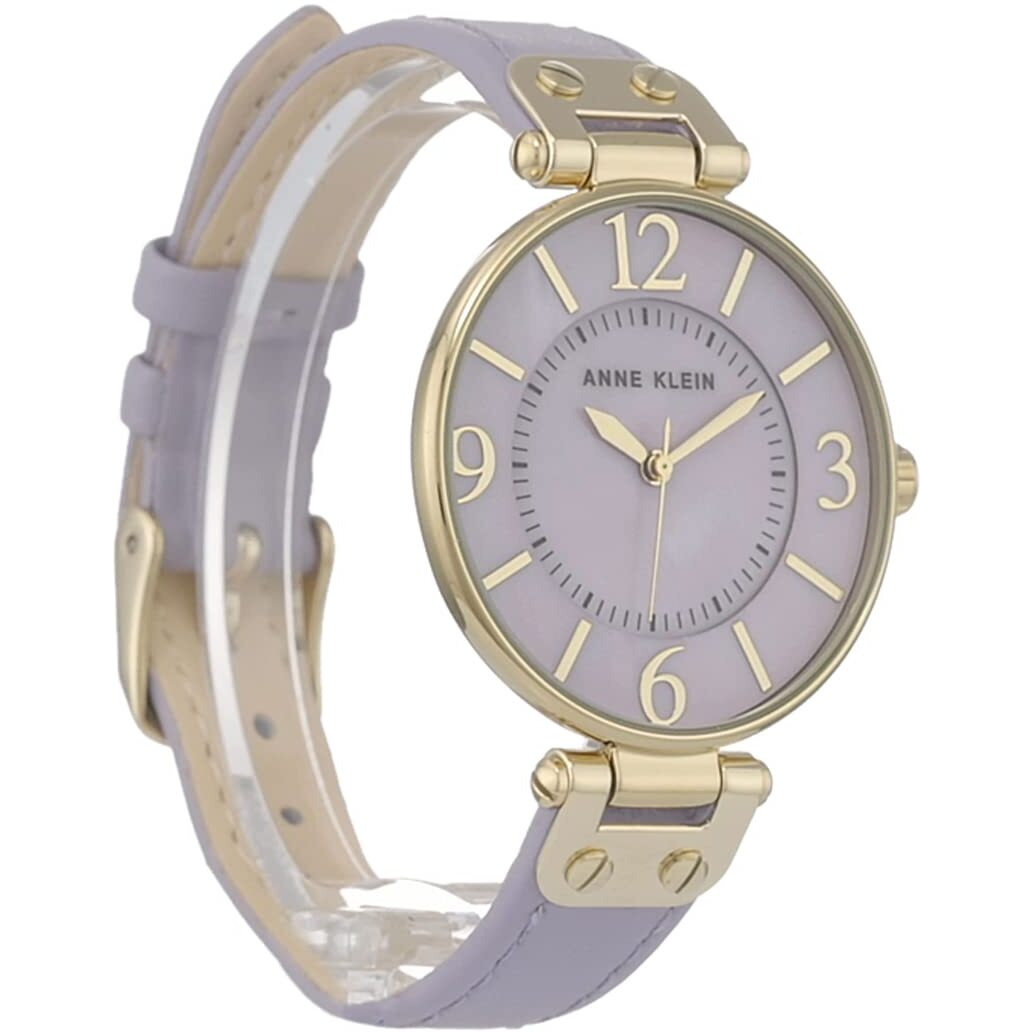 Anne Klein Women's Japanese Quartz Dress Watch With Leather Strap, Purple, 12 (Model 10/9168Lmlv)