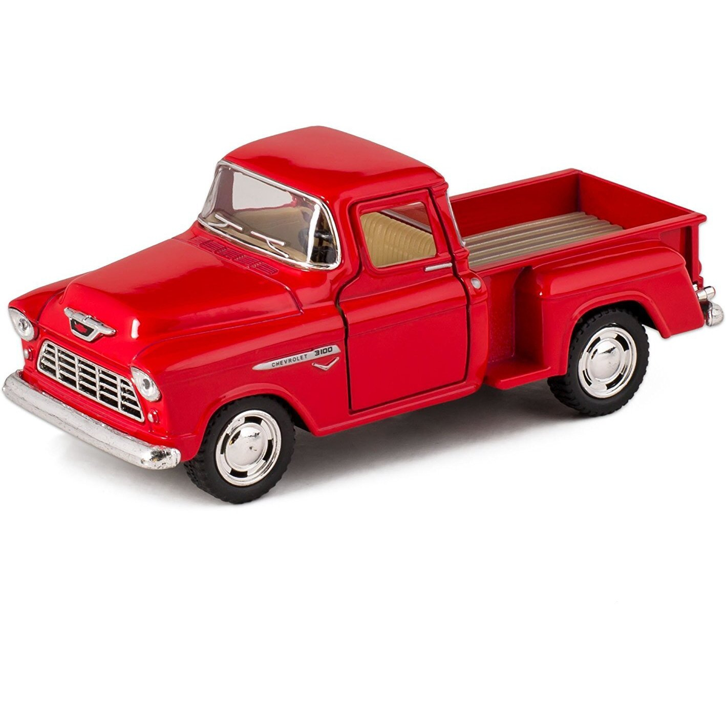 Kinsmart Red 1955 Chevy Stepside Pick-Up Die Cast Collectible Toy Truck