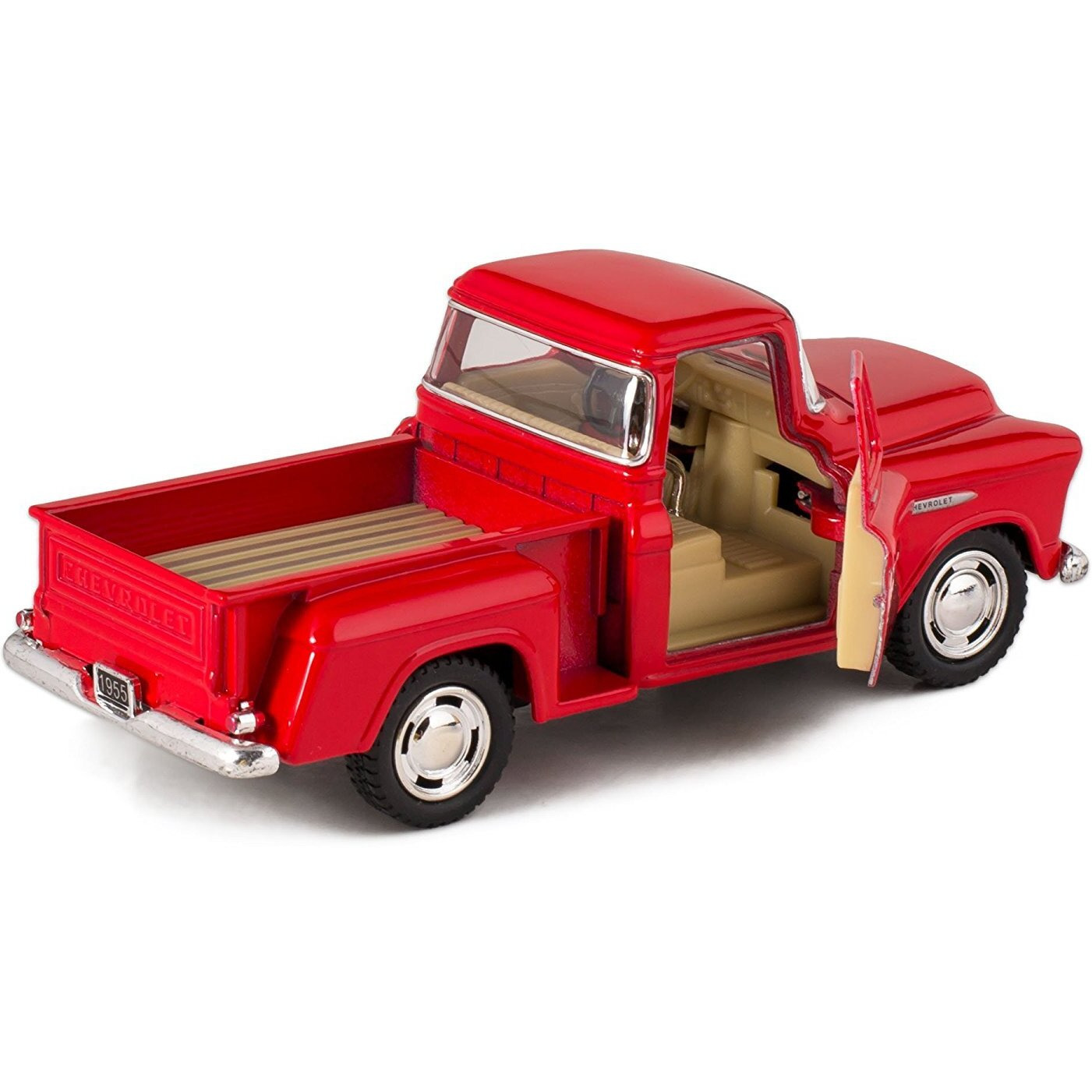 Kinsmart Red 1955 Chevy Stepside Pick-Up Die Cast Collectible Toy Truck