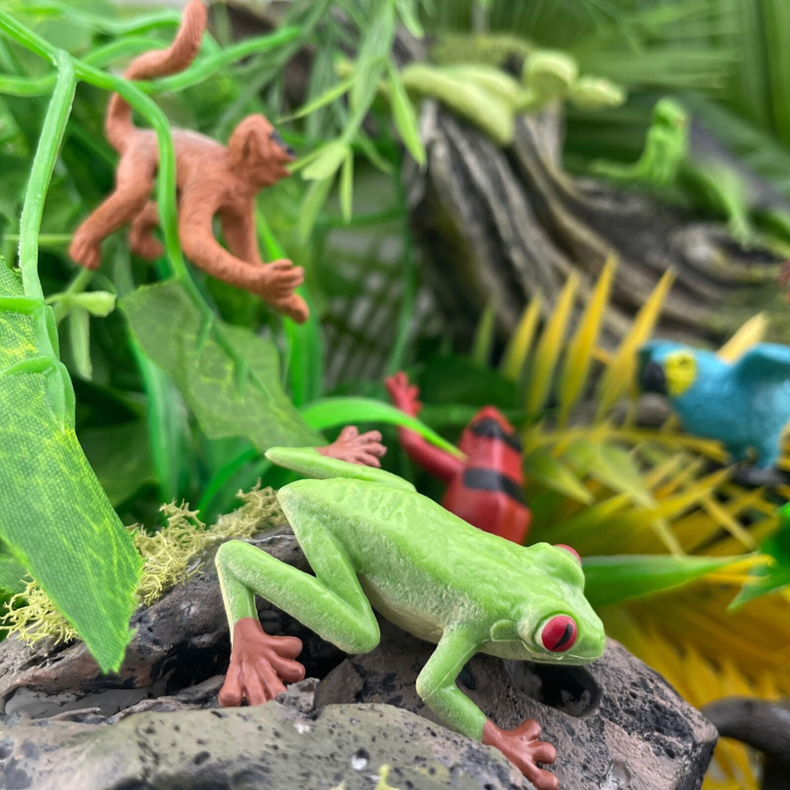 Safari Ltd. Rainforest Toob - 11 Figurines Macaw, Frogs, Toucan, Iguana, Monkey, And More - Educational Toy Figures For Boys, Girls, And Kids Ages 3+