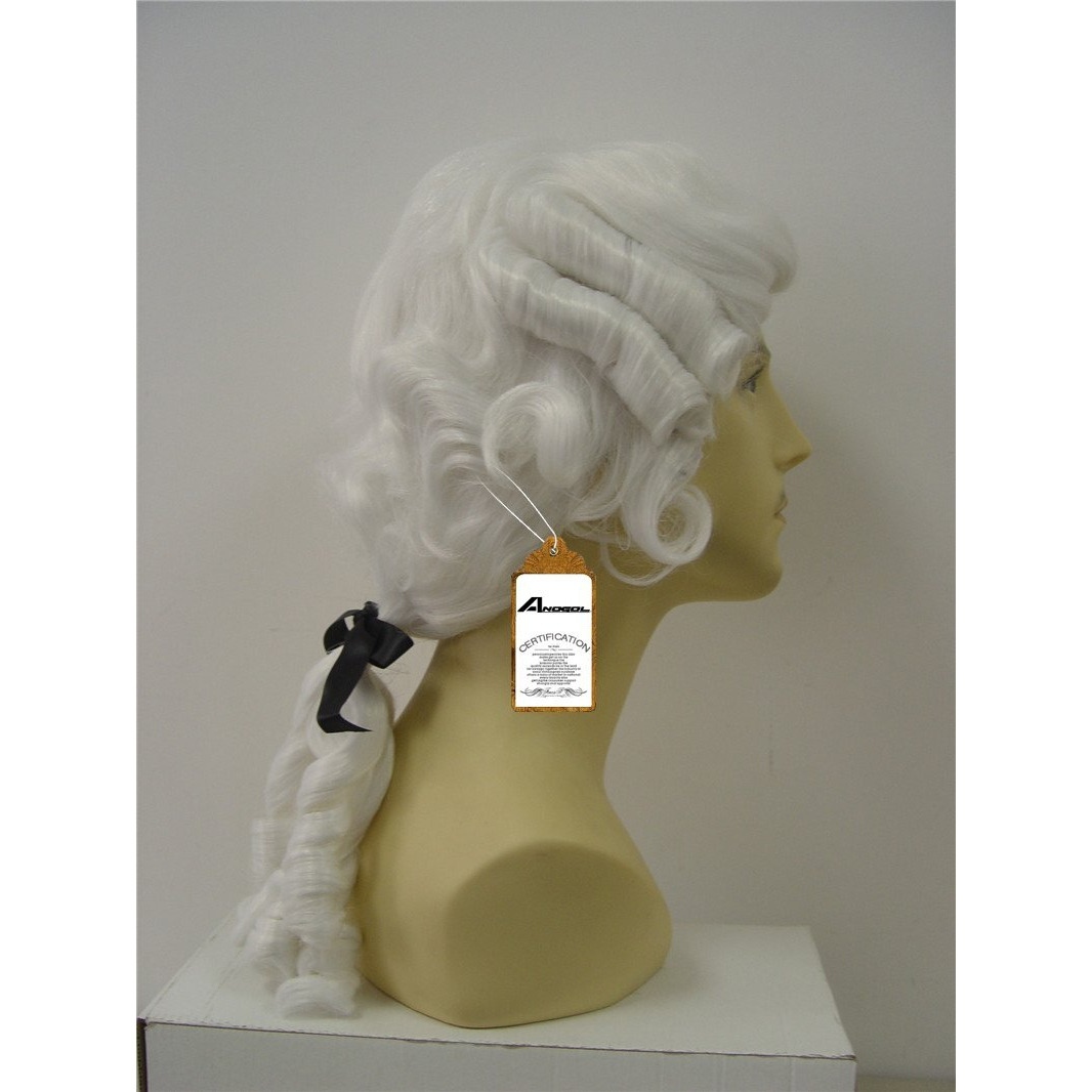 Anogol Hair+Cap Lawyer White Curly Wig Colonial Cosplay Wig Synthetic Wig For Men White Cosplay Wig Cosplay Costume Wig Halloween Wit For Party Dress Up Wig
