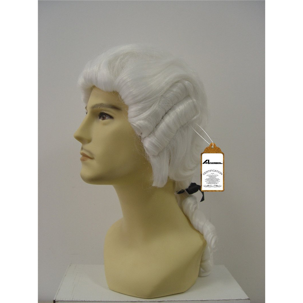 Anogol Hair+Cap Lawyer White Curly Wig Colonial Cosplay Wig Synthetic Wig For Men White Cosplay Wig Cosplay Costume Wig Halloween Wit For Party Dress Up Wig