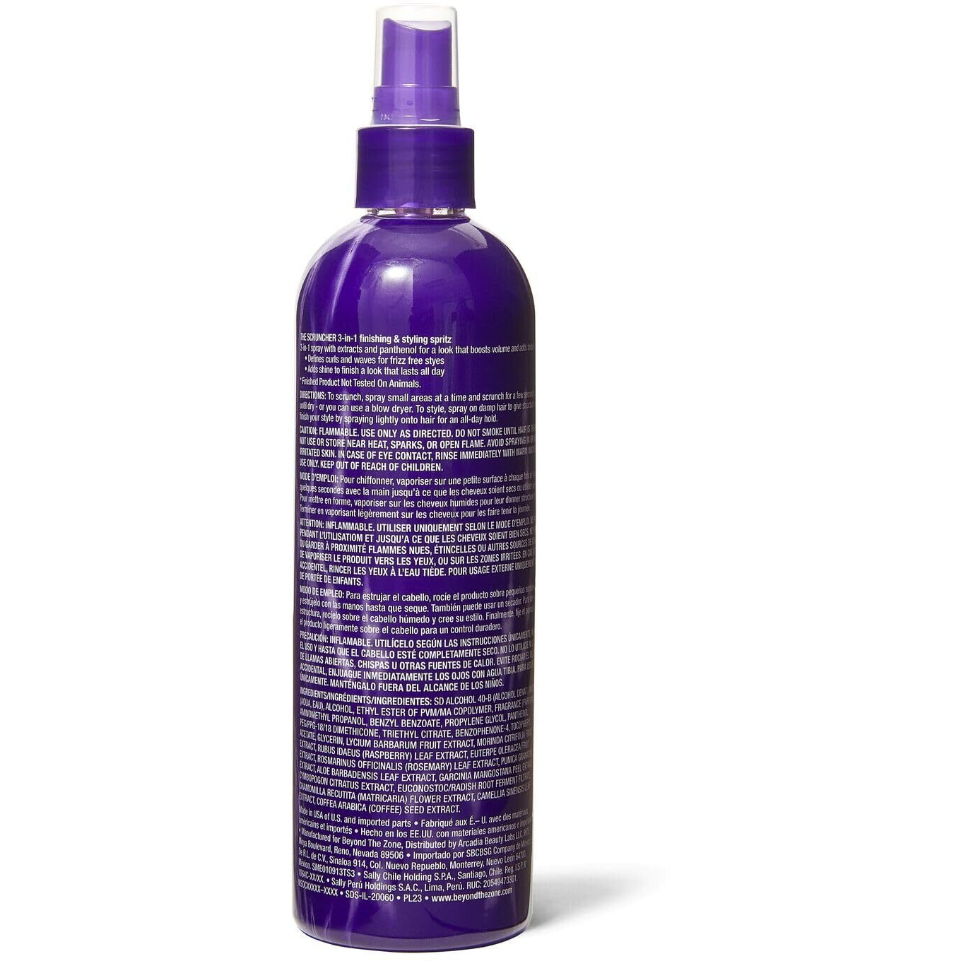 Beyond The Zone The Scruncher 3-In-1 Spray, Defines Curls And Waves, Natural Organic Extracts, 12 Oz