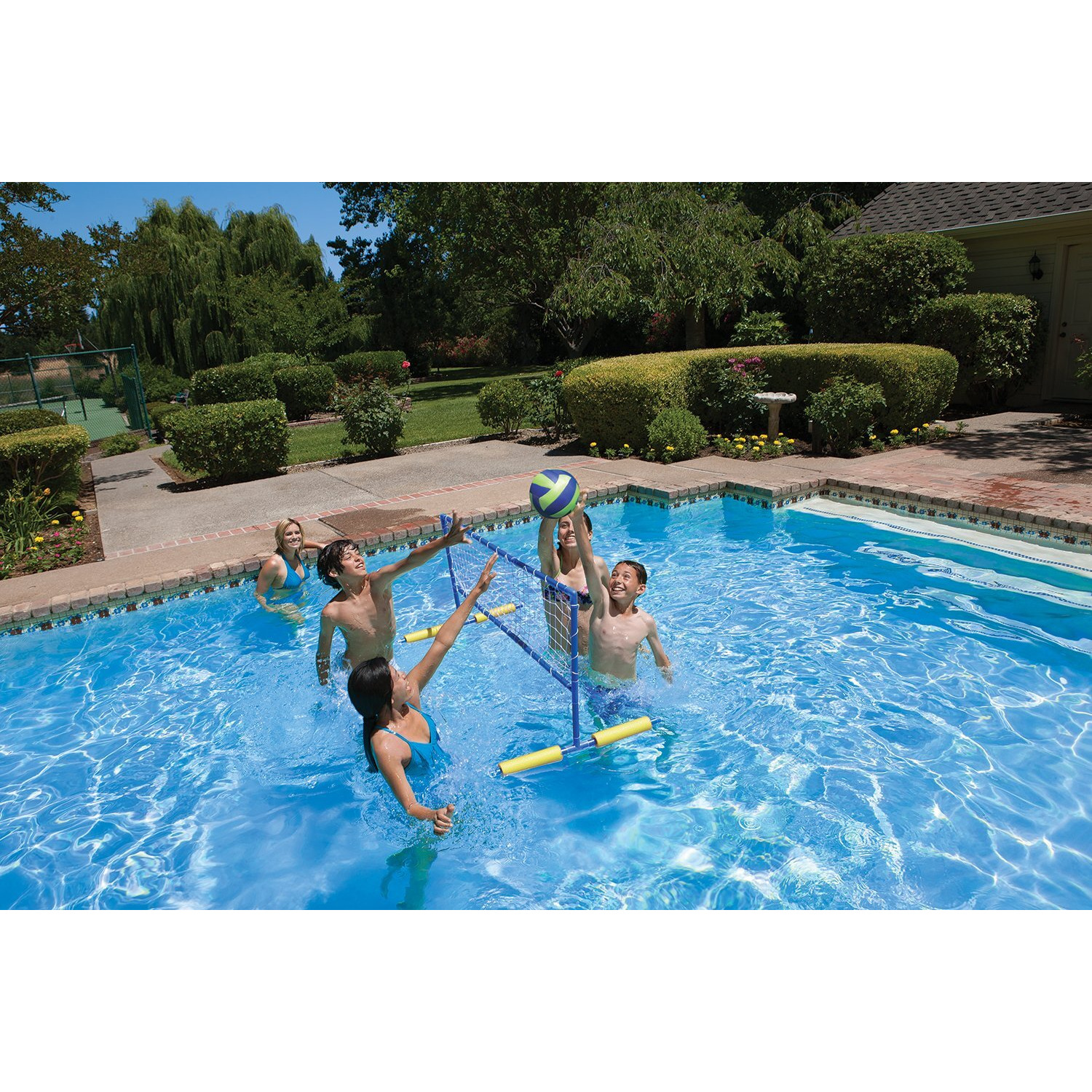 Poolmaster 72706 Water Volleyball Game, Blue, 70"" Wide X 18"" High, Recommended For Ages 8+, Polyvinyl Chloride (Pvc)