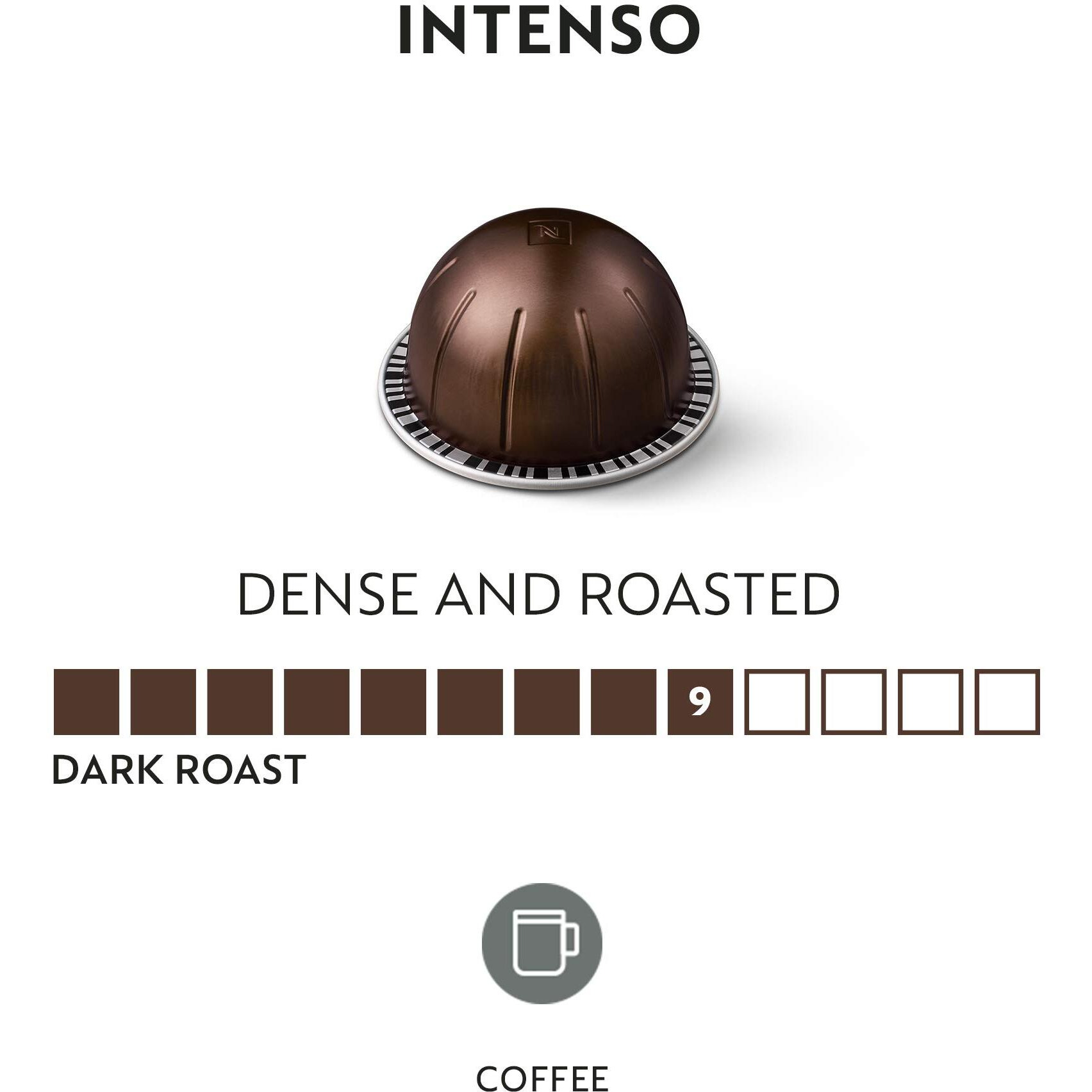 Nespresso Capsules Vertuo, Intenso, Dark Roast Coffee, 30-Count Coffee Pods, Brews 7.8Oz.