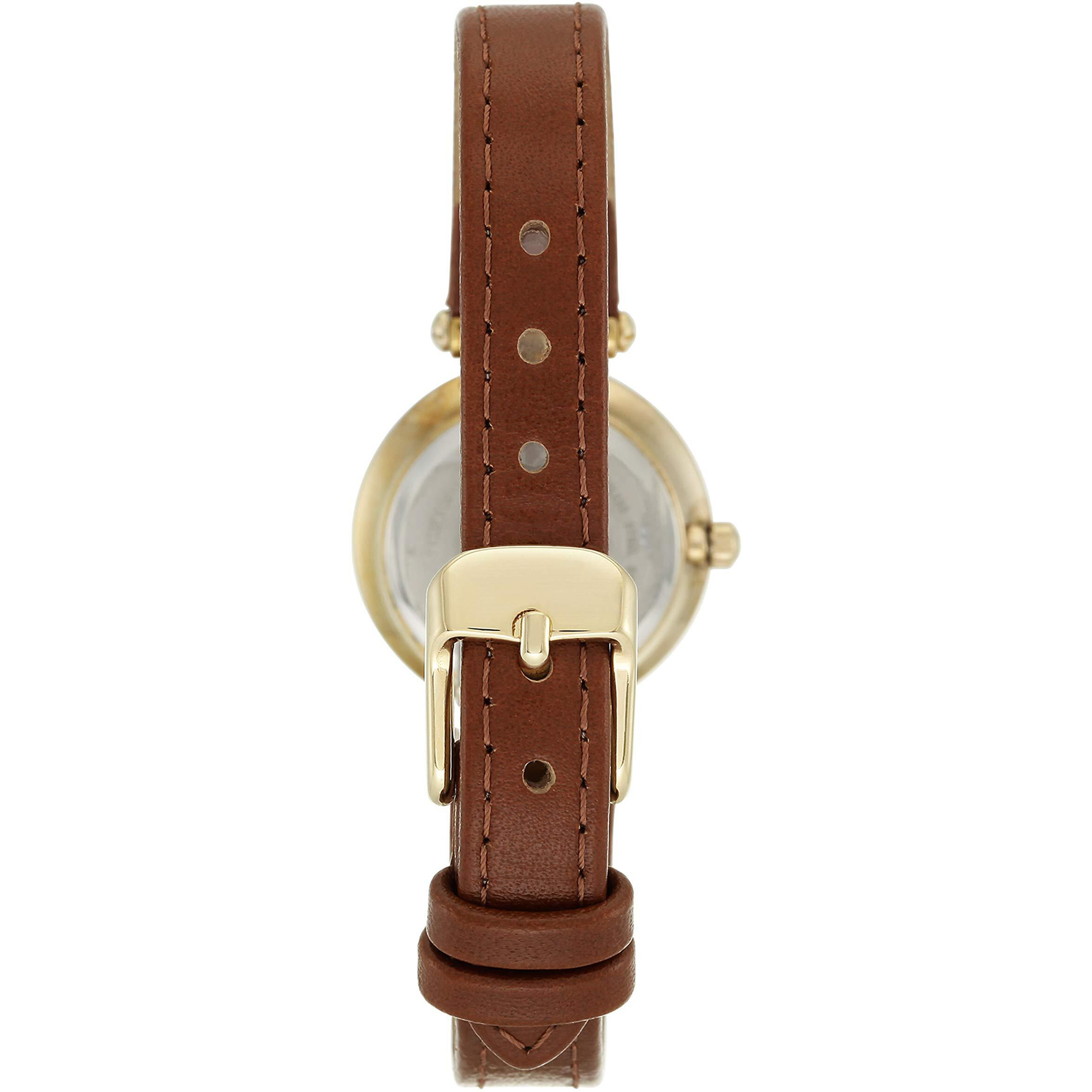 Anne Klein Women's 109442Chhy Gold-Tone Champagne Dial And Brown Leather Strap Watch