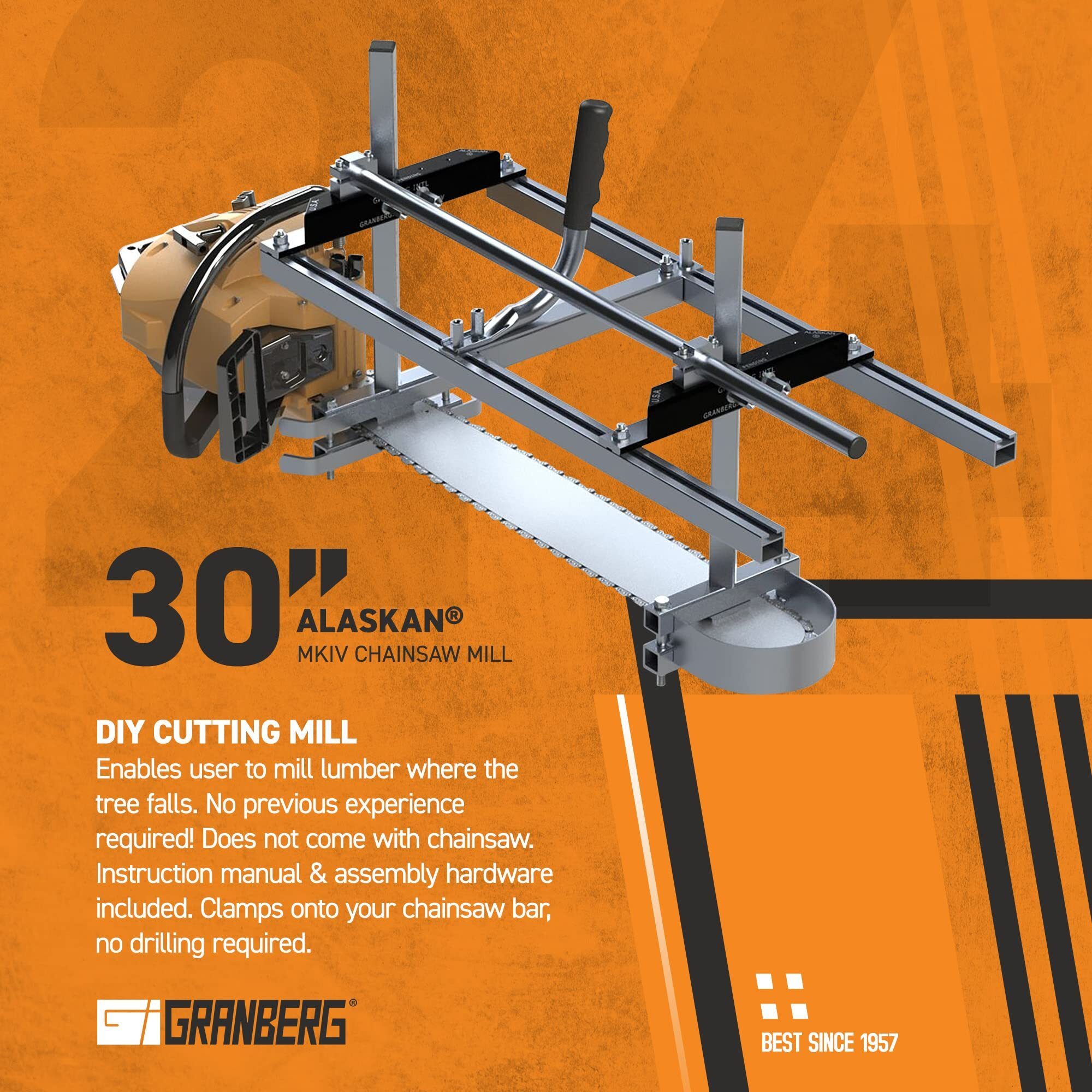 Granberg Chainsaw Mill, Mkiv Alaskan 30 Inch - G778-30 - Portable Power Sawmill Wood Cutting Machine Tools Kit - Woodworking Cordless Cutter Router Attachment Equipment Guide - Log Milling Gear Parts