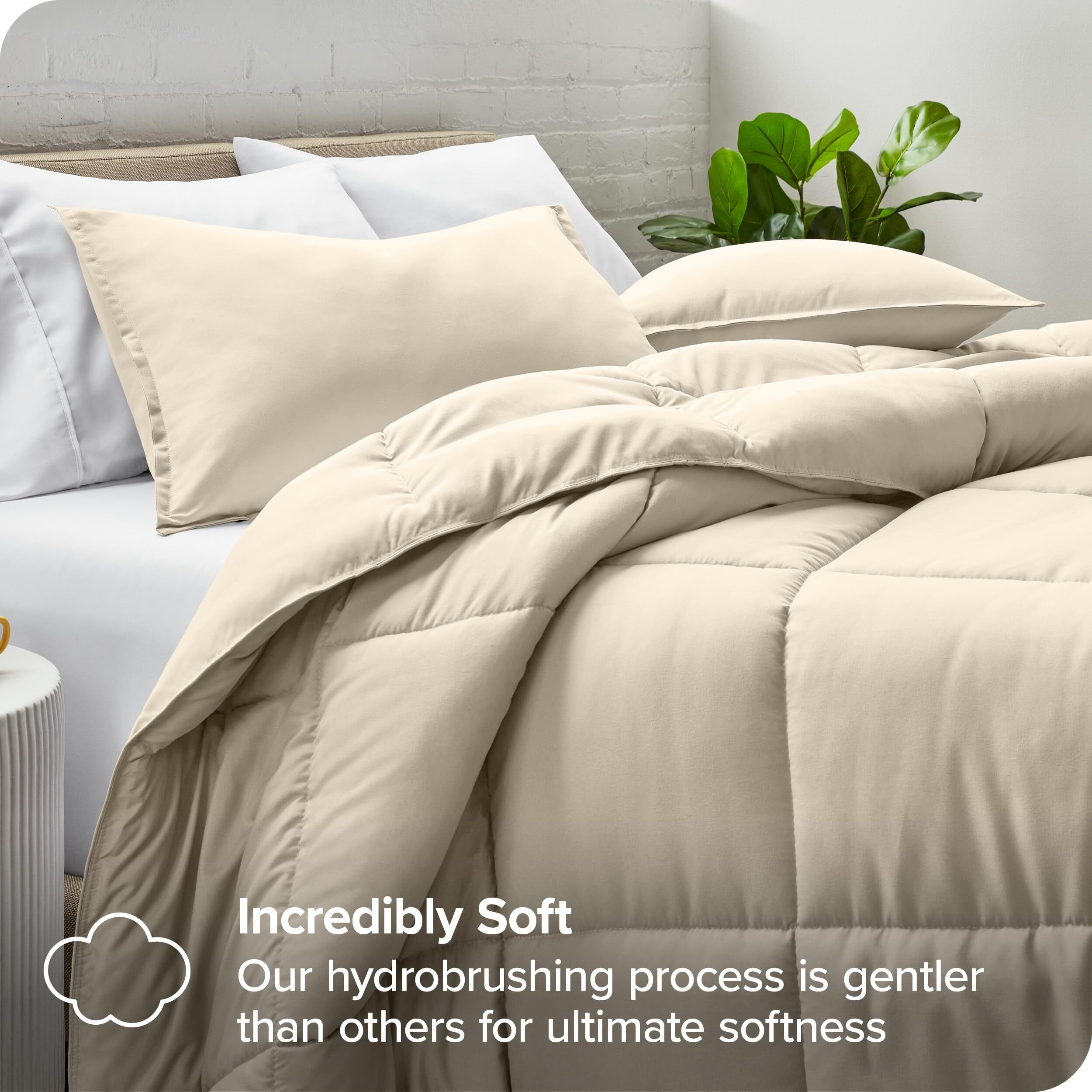 Bare Home Comforter Set - King/California King Size - Ultra-Soft - Goose Down Alternative - Premium 1800 Series - All Season Warmth (Sand)