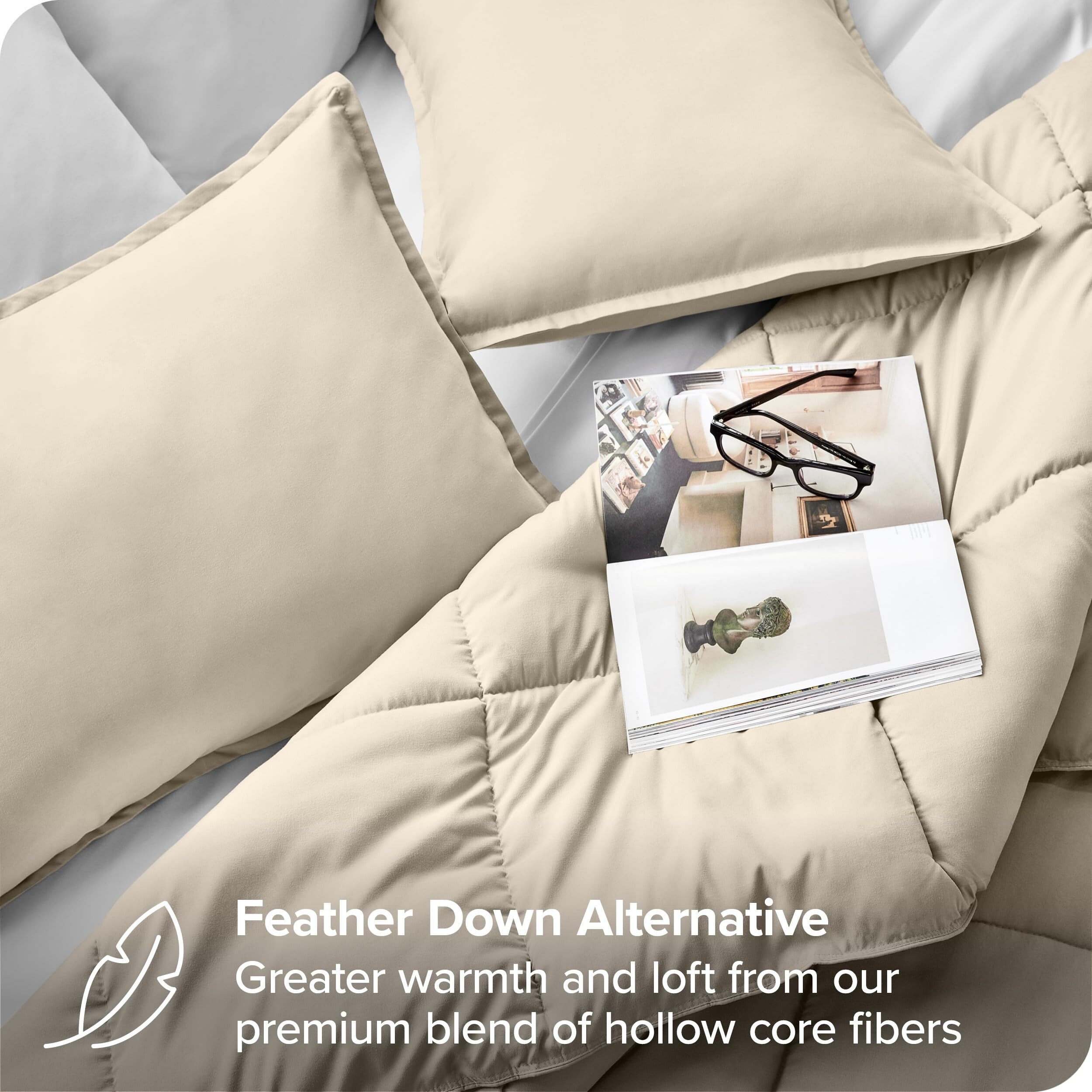 Bare Home Comforter Set - King/California King Size - Ultra-Soft - Goose Down Alternative - Premium 1800 Series - All Season Warmth (Sand)